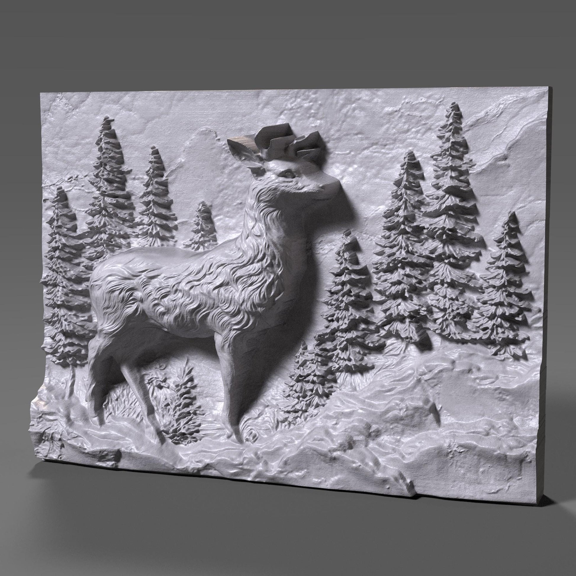 Majestic Deer 3D Carving: Rustic Cabin Wall Art (Digital Download STL File))