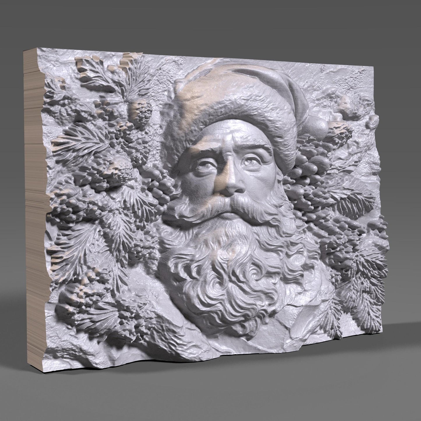 Santa Claus 3D Bas Relief Model: CNC Router Engraving (Digital Download)