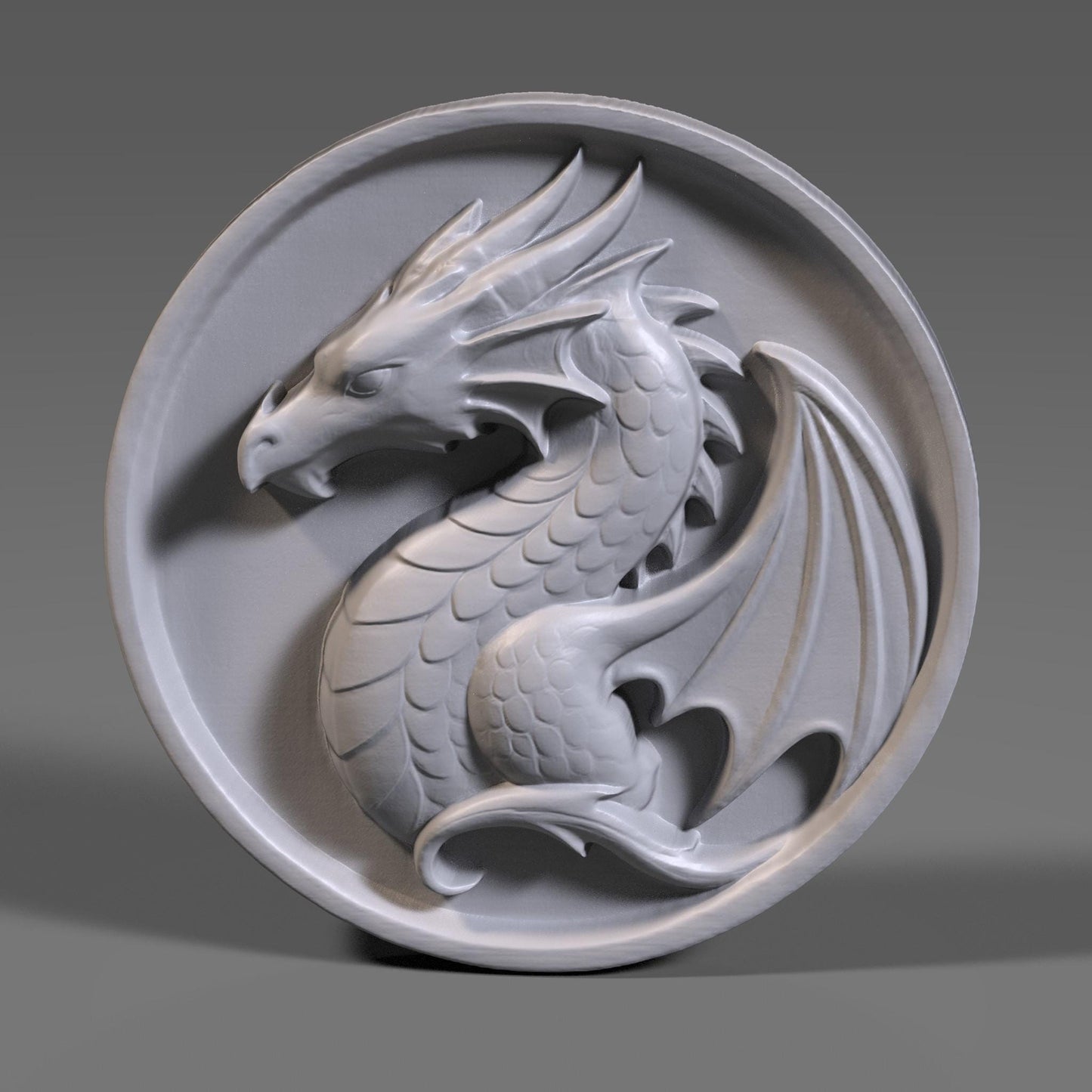 Dragon Bas Relief 3D STL File: CNC, Laser Engraving