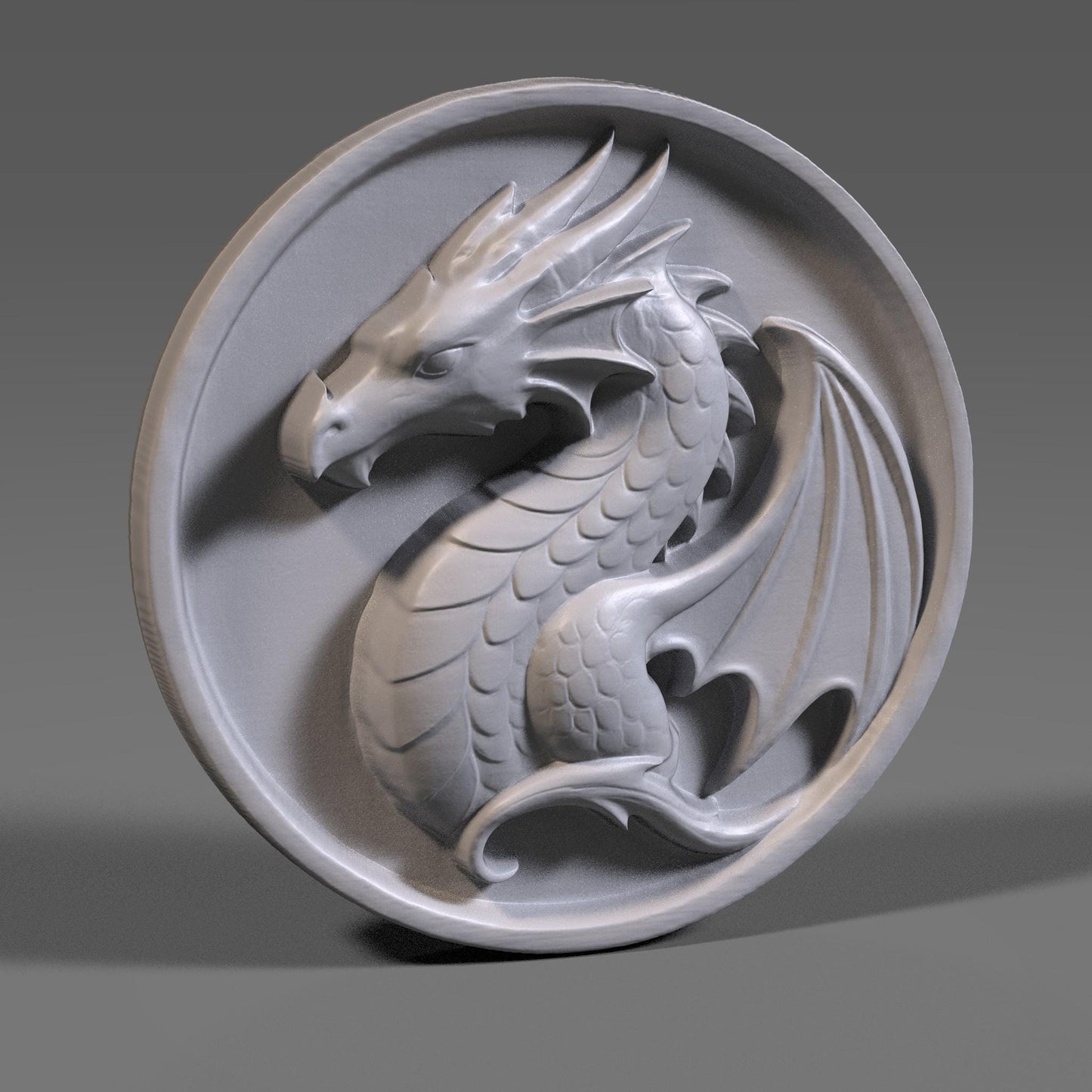 Dragon Bas Relief 3D STL File: CNC, Laser Engraving