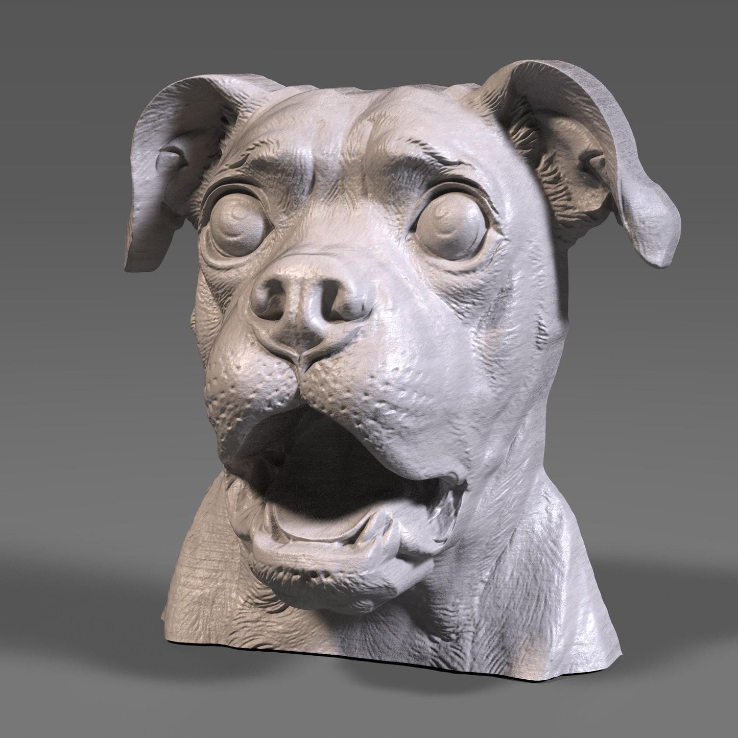 Pug Dog 3D Relief Sculpture: CNC, 3D Print STL (Digital Download)