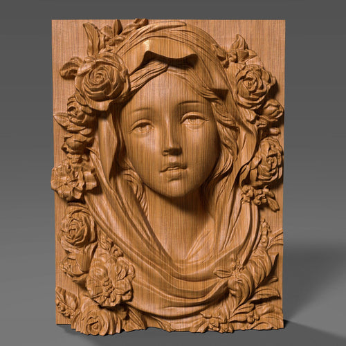 Mother Mary 3D Relief Model: CNC, Laser Engraving (Digital Download)