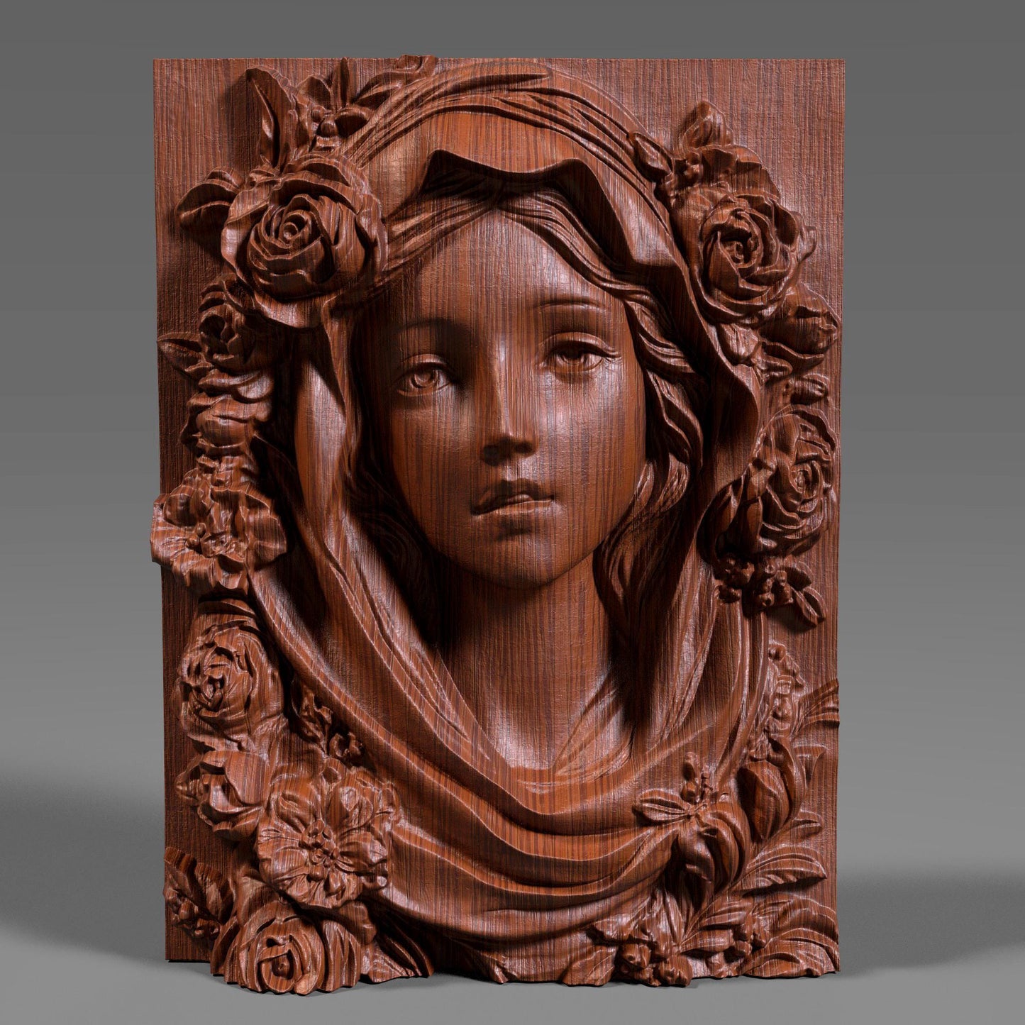 Mother Mary 3D Relief Model: CNC, Laser Engraving (Digital Download)