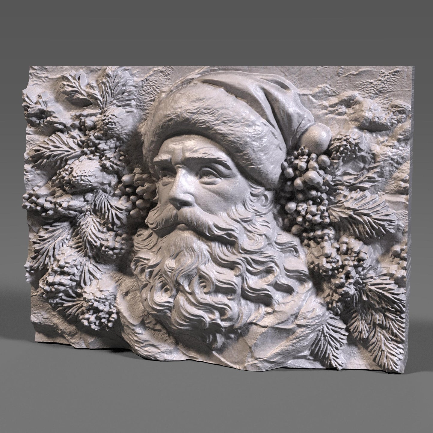Santa Claus 3D Bas Relief Model: CNC Router Engraving (Digital Download)