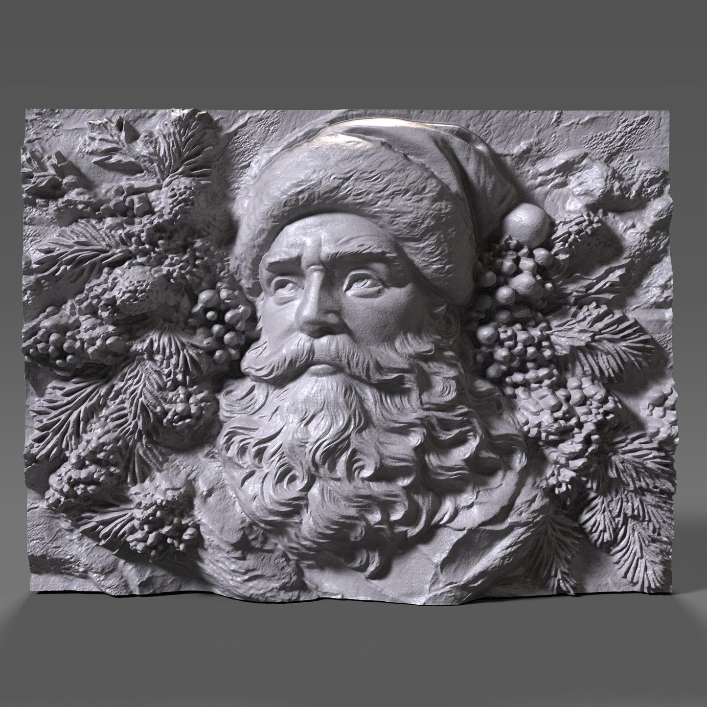 Santa Claus 3D Bas Relief Model: CNC Router Engraving (Digital Download)