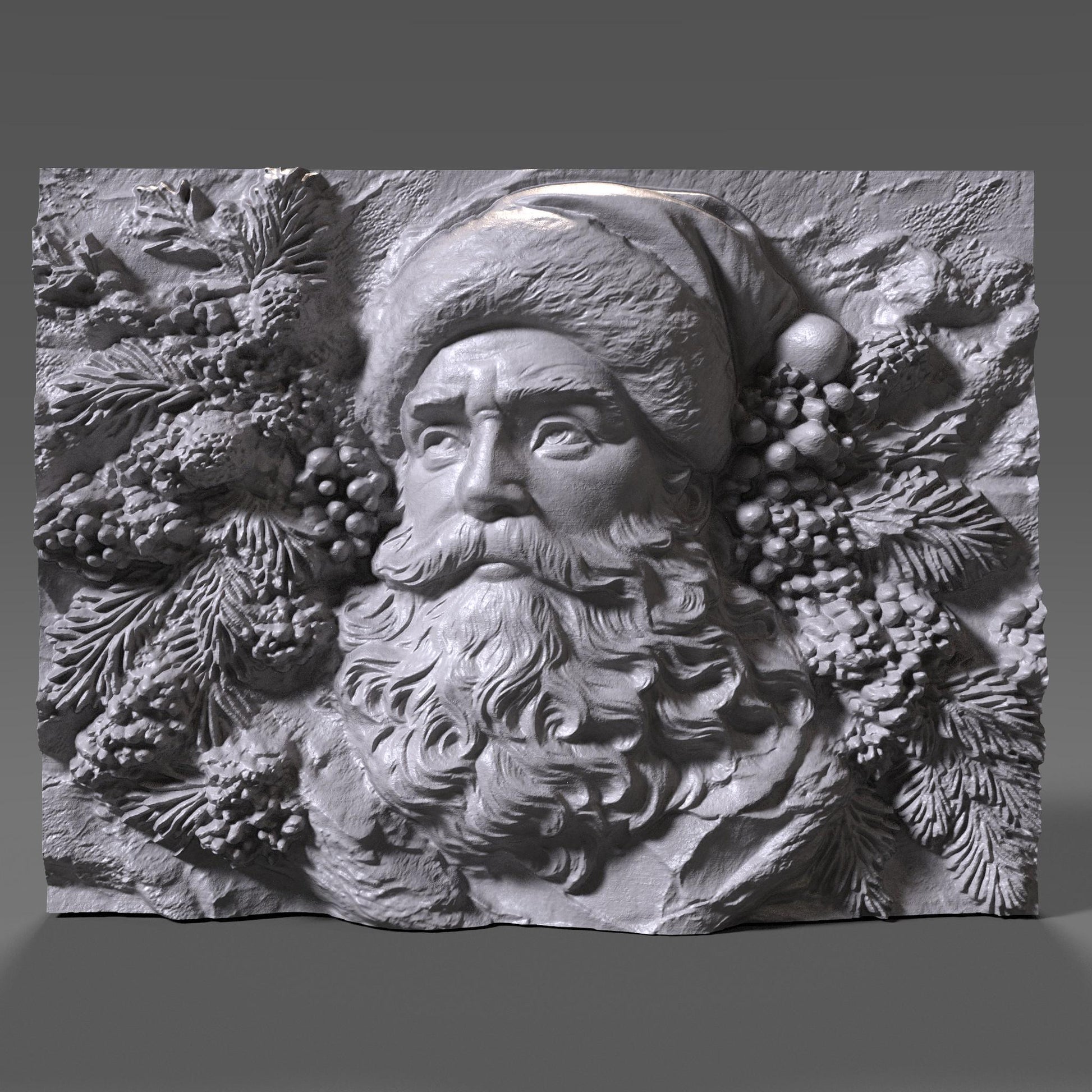 Santa Claus 3D Bas Relief Model: CNC Router Engraving (Digital Download)