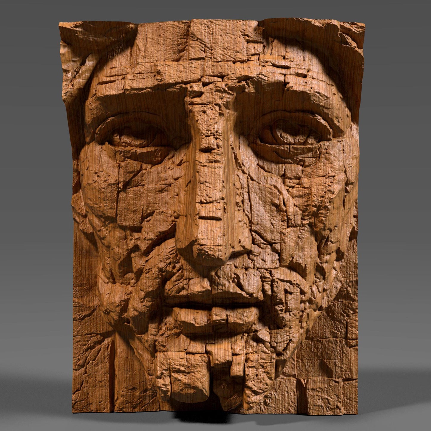 Jesus Face Relief: Rustic Wood Carving STL (Digital Download)