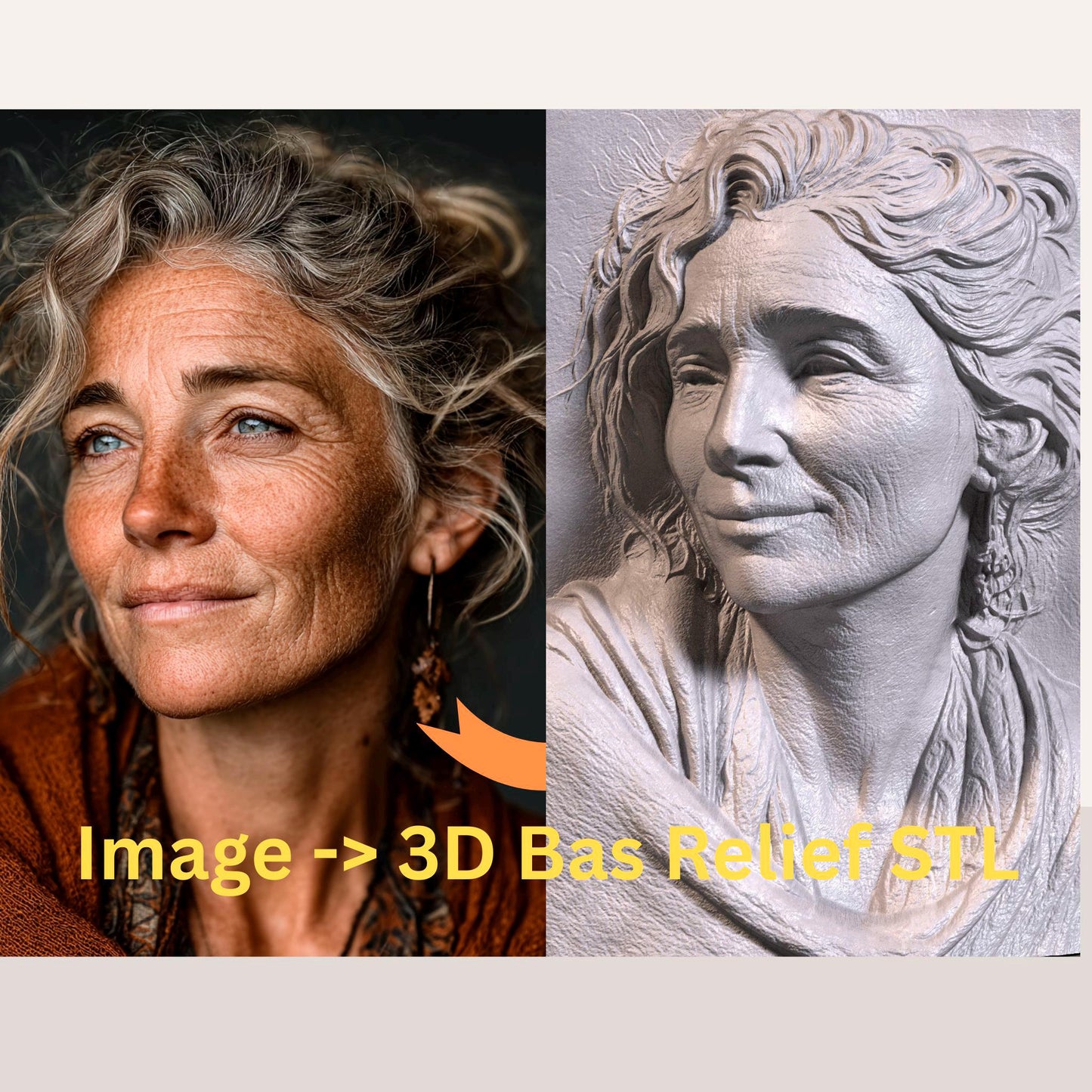 Custom 3D Bas Relief Portrait: Personalized STL File (Digital Download)