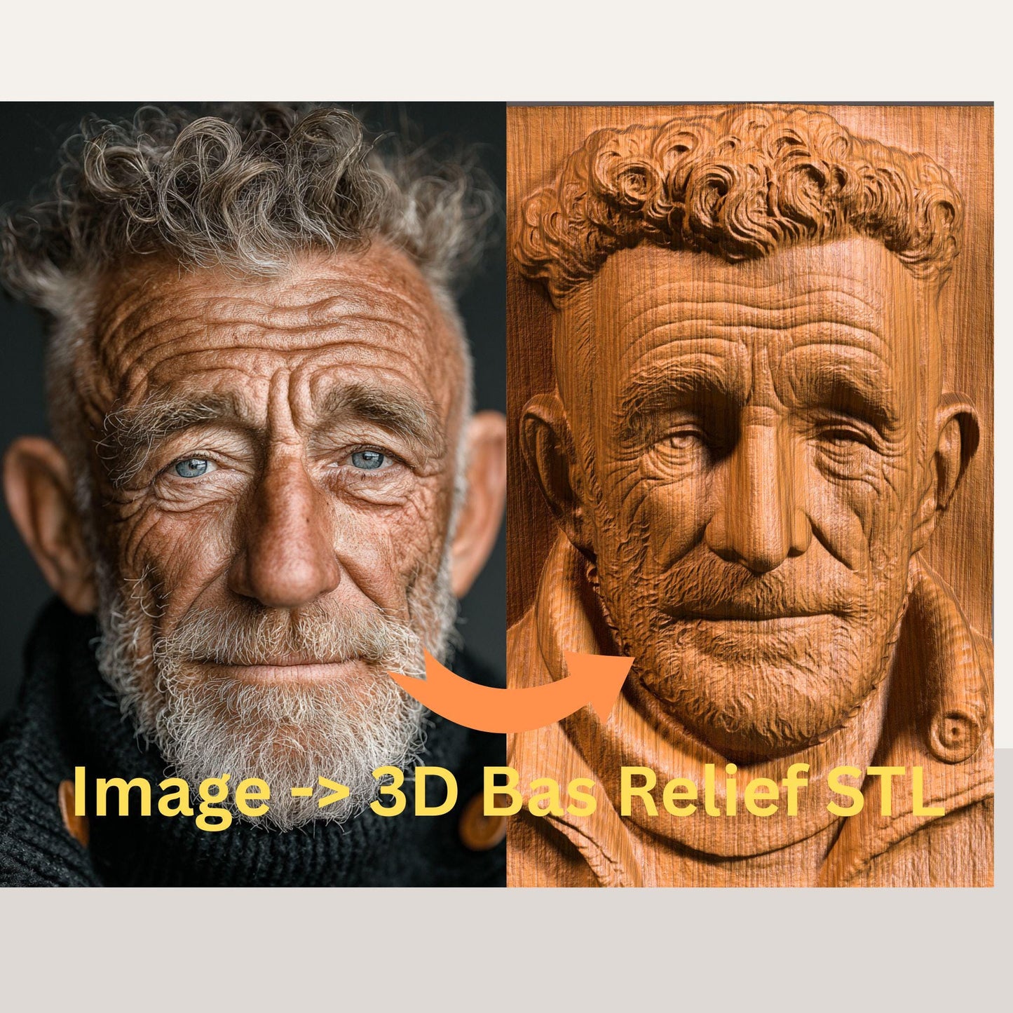 Transform your photo into a stunning 3D bas-relief portrait with exceptional realism and handcrafted detail. Each piece is digitally sculpted to capture natural facial expressions, textures, and depth, perfect for CNC carving, 3D printing, or wall art creation. This premium service converts your image into a high-quality STL file ready for carving or printing, ideal as a personalized gift, memorial artwork, or fine art home decor piece.