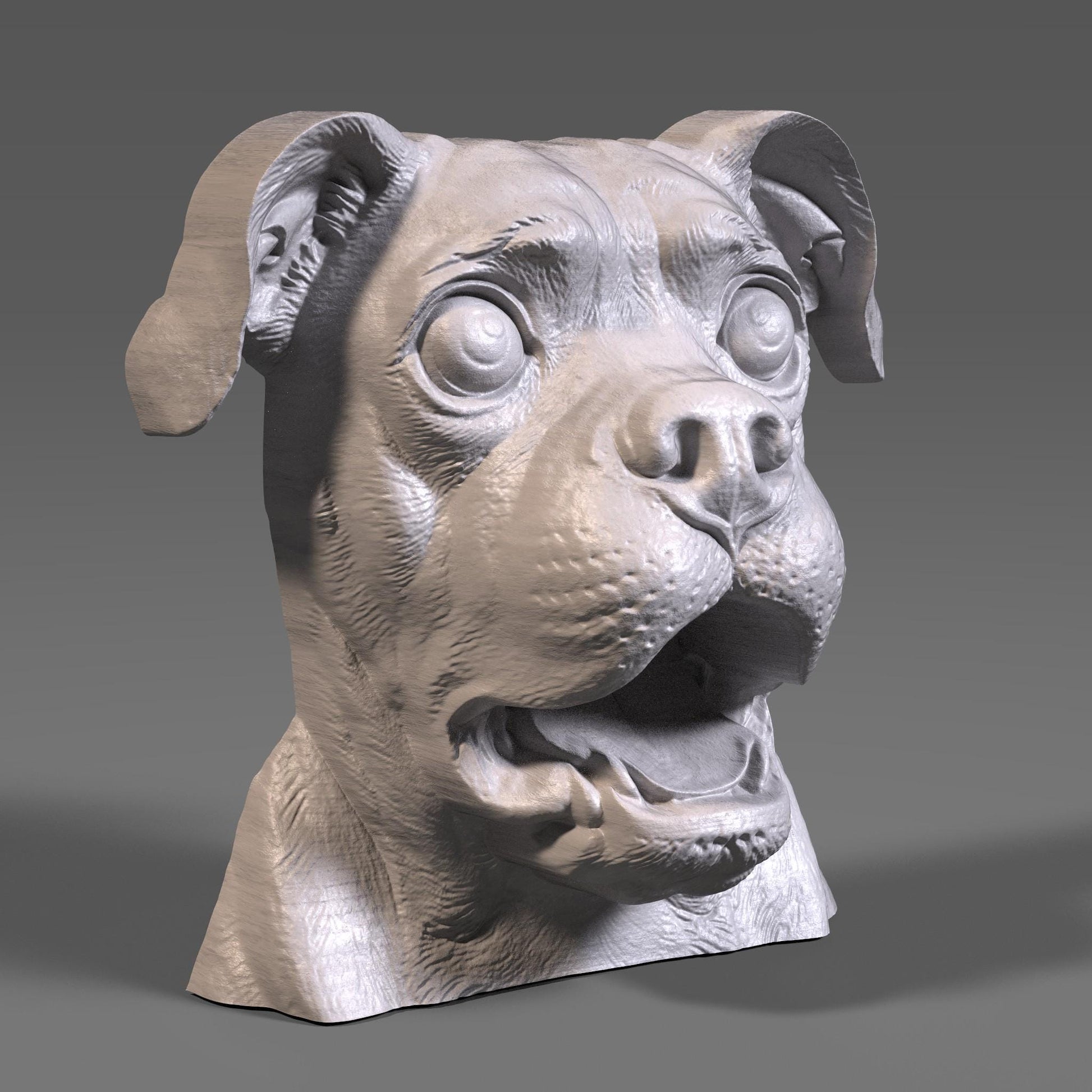 Pug Dog 3D Relief Sculpture: CNC, 3D Print STL (Digital Download)
