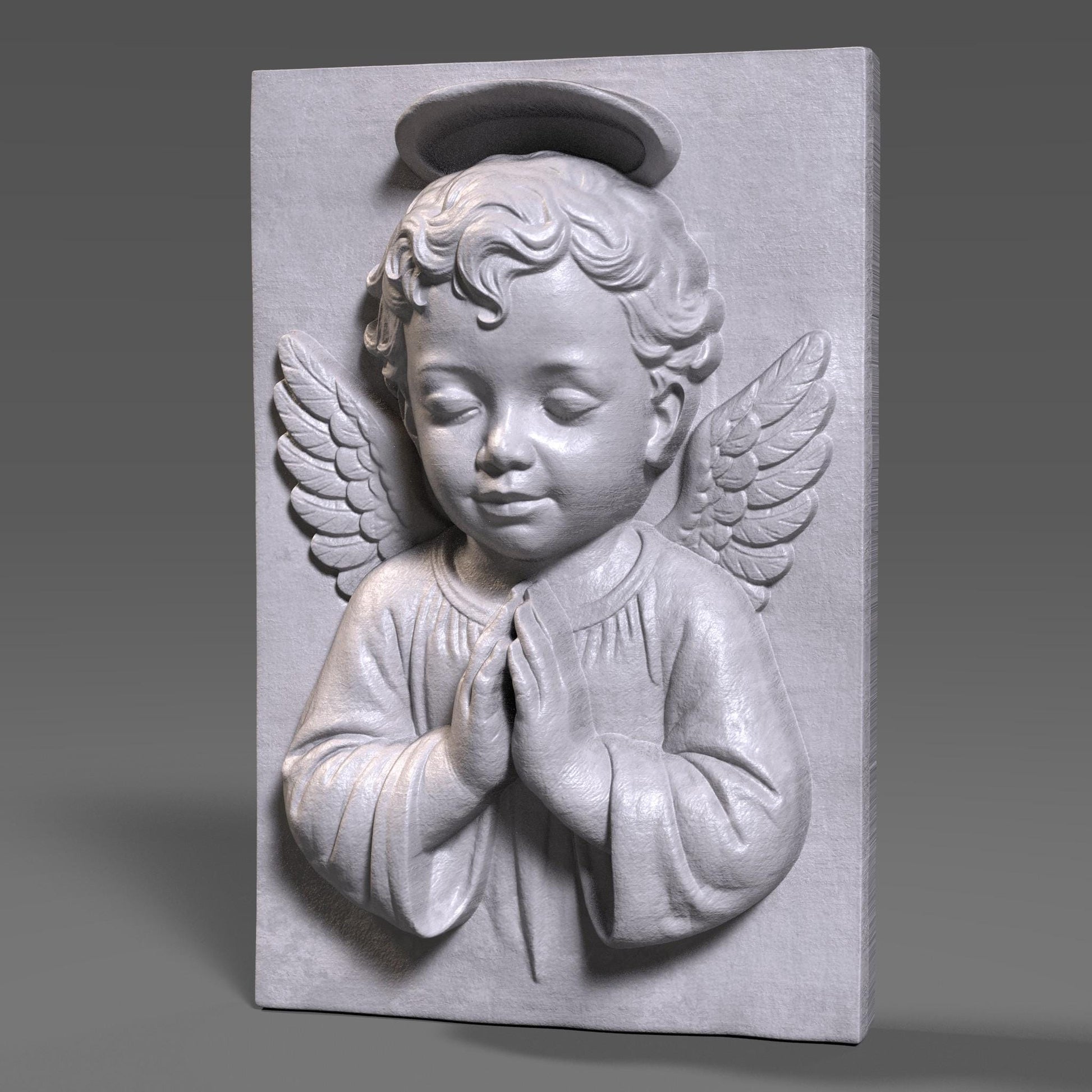 Praying Angel Child 3D Wood Carving STL File