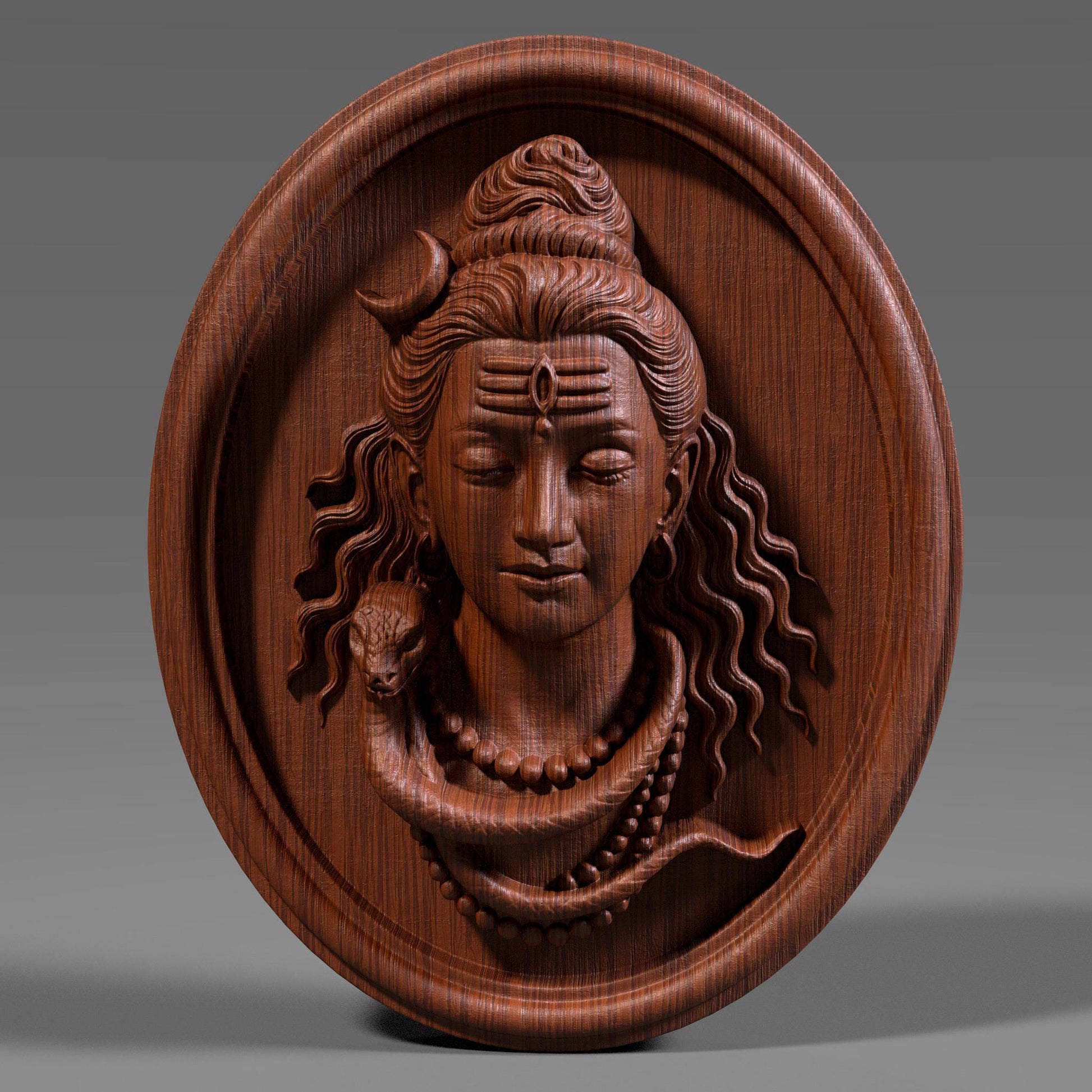 Lord Shiva Wood Carving: Hindu God Bas Relief Wall Art (Digital Download)