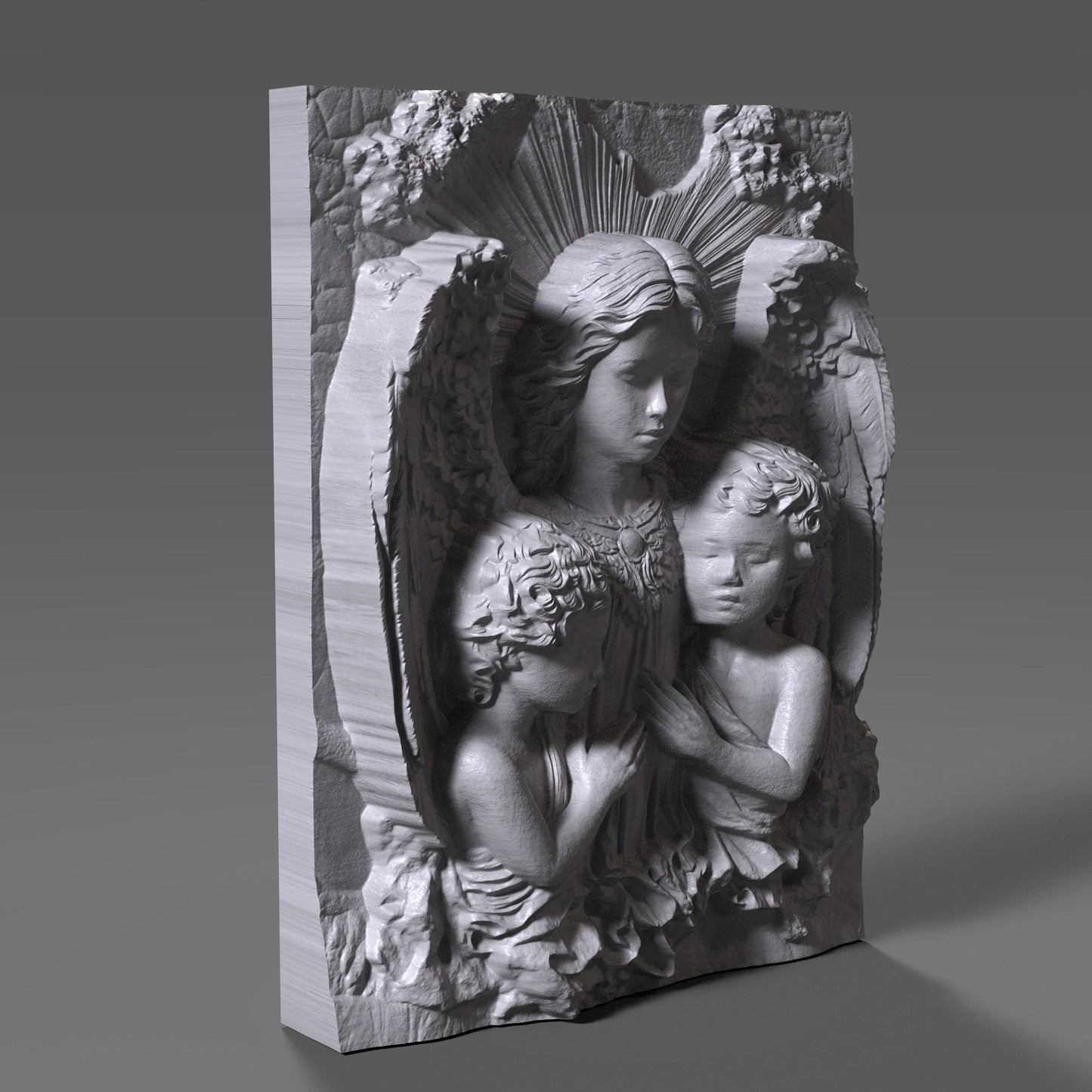Guardian Angel Wood Carving: Christian 3d Bas Relief Wall Art CNC (Digital Download)