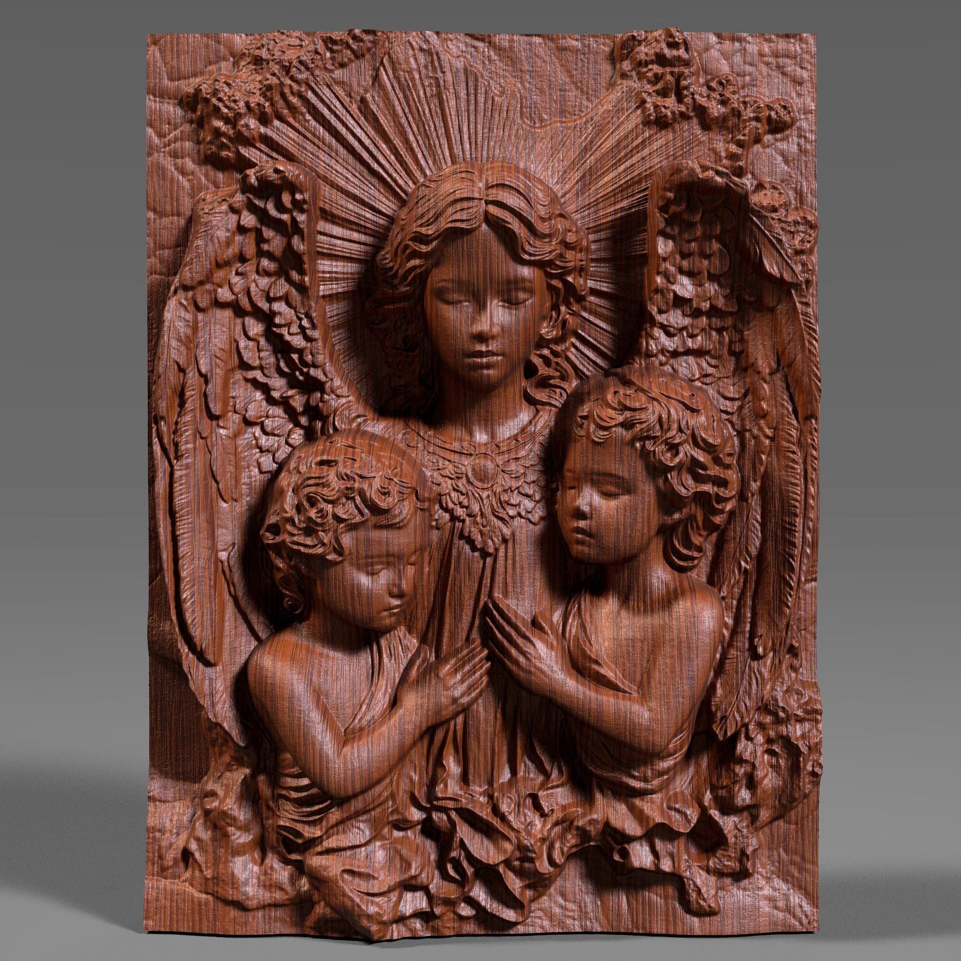 Guardian Angel Wood Carving: Christian 3d Bas Relief Wall Art CNC (Digital Download)