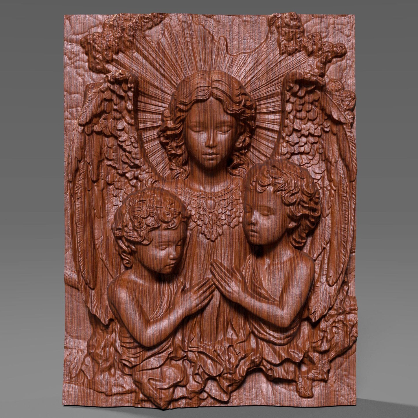 Guardian Angel Wood Carving: Christian 3d Bas Relief Wall Art CNC (Digital Download)