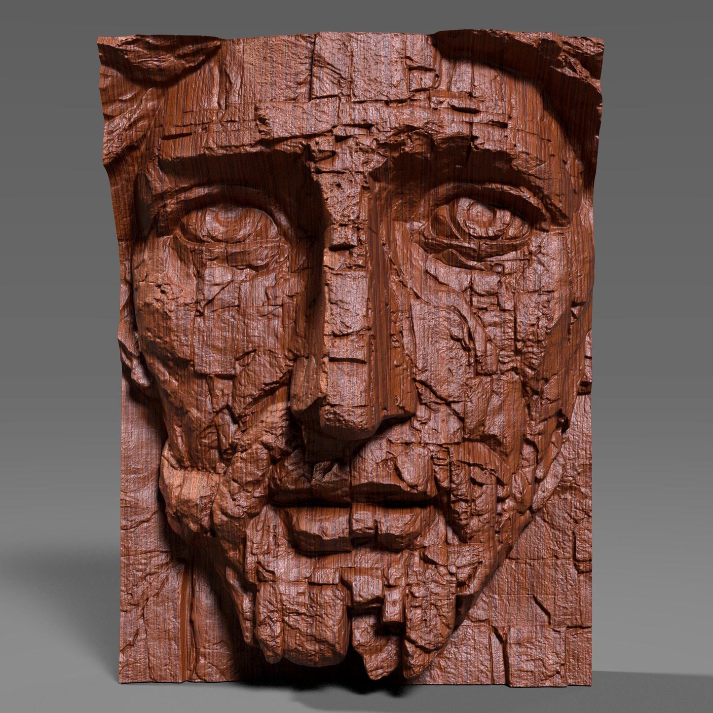 Beautifully detailed 3D wooden bas-relief depicting the face of Jesus sculpted to resemble aged stone. The artwork features a powerful, weathered expression symbolizing faith, endurance, and divine strength. Each crack and texture adds realism to the sacred design, making it an inspiring religious wall piece for home, chapel, or prayer room. Perfect as Christian decor, a meaningful gift, or an artistic reminder of faith carved in wood with the look of timeless stone.