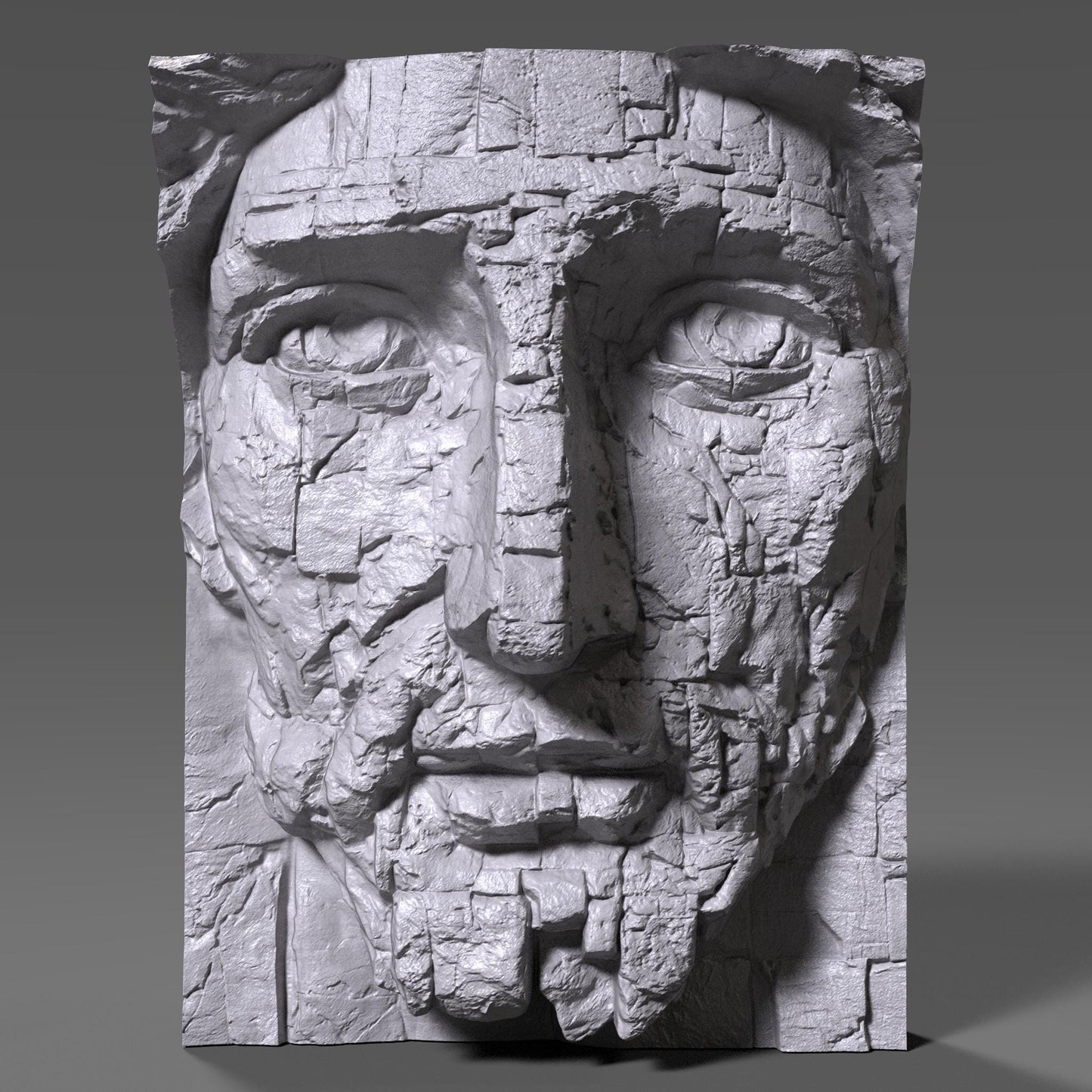 Beautifully detailed 3D wooden bas-relief depicting the face of Jesus sculpted to resemble aged stone. The artwork features a powerful, weathered expression symbolizing faith, endurance, and divine strength. Each crack and texture adds realism to the sacred design, making it an inspiring religious wall piece for home, chapel, or prayer room. Perfect as Christian decor, a meaningful gift, or an artistic reminder of faith carved in wood with the look of timeless stone.
