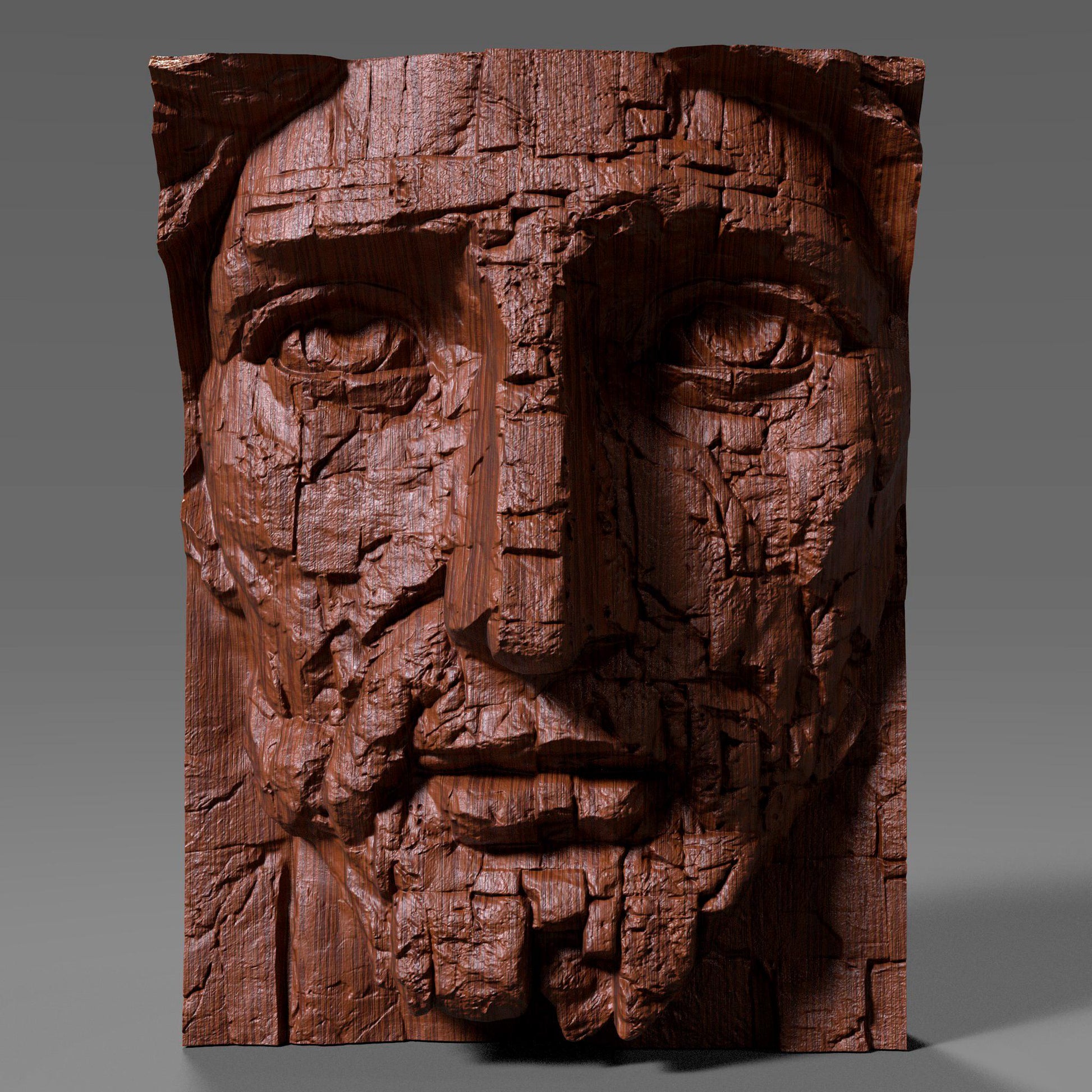 Jesus Face Relief: Rustic Wood Carving STL (Digital Download)