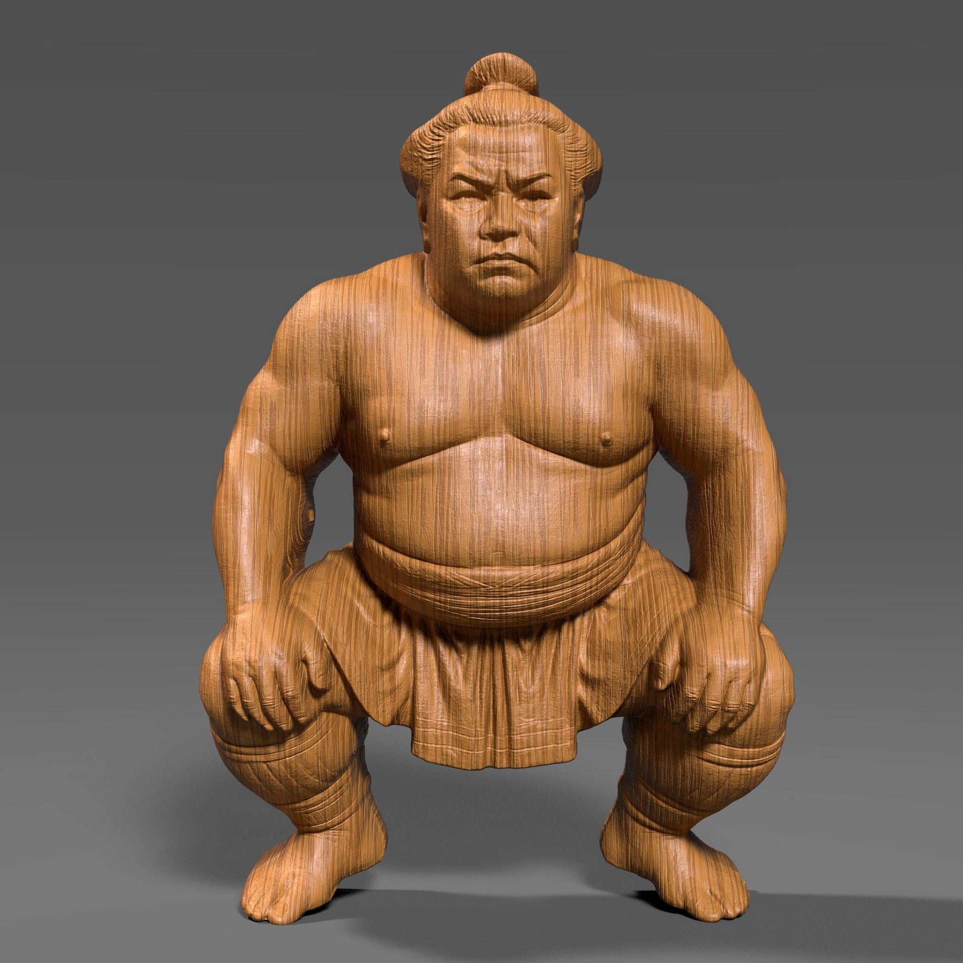 Powerful 3D wooden bas-relief sculpture of a sumo wrestler in a traditional crouching stance, symbolizing discipline, focus, and strength. Detailed carving highlights muscle form and fabric folds, reflecting authentic Japanese artistry. Ideal for martial arts lovers, Japanese culture enthusiasts, or collectors of warrior-themed decor. Perfect as wall art, CNC carving model, or 3D print sculpture celebrating honor and the spirit of traditional sumo wrestling.