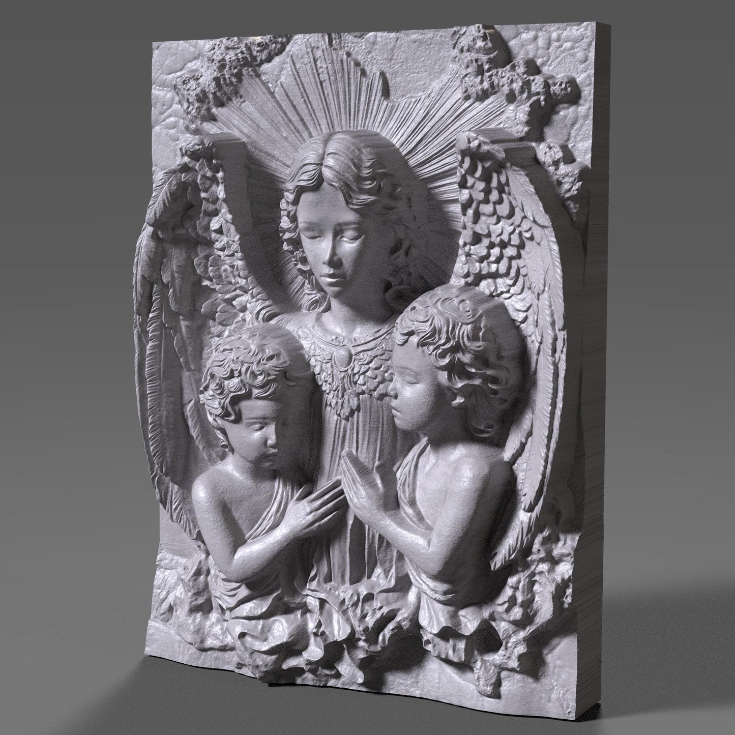 Guardian Angel Wood Carving: Christian 3d Bas Relief Wall Art CNC (Digital Download)