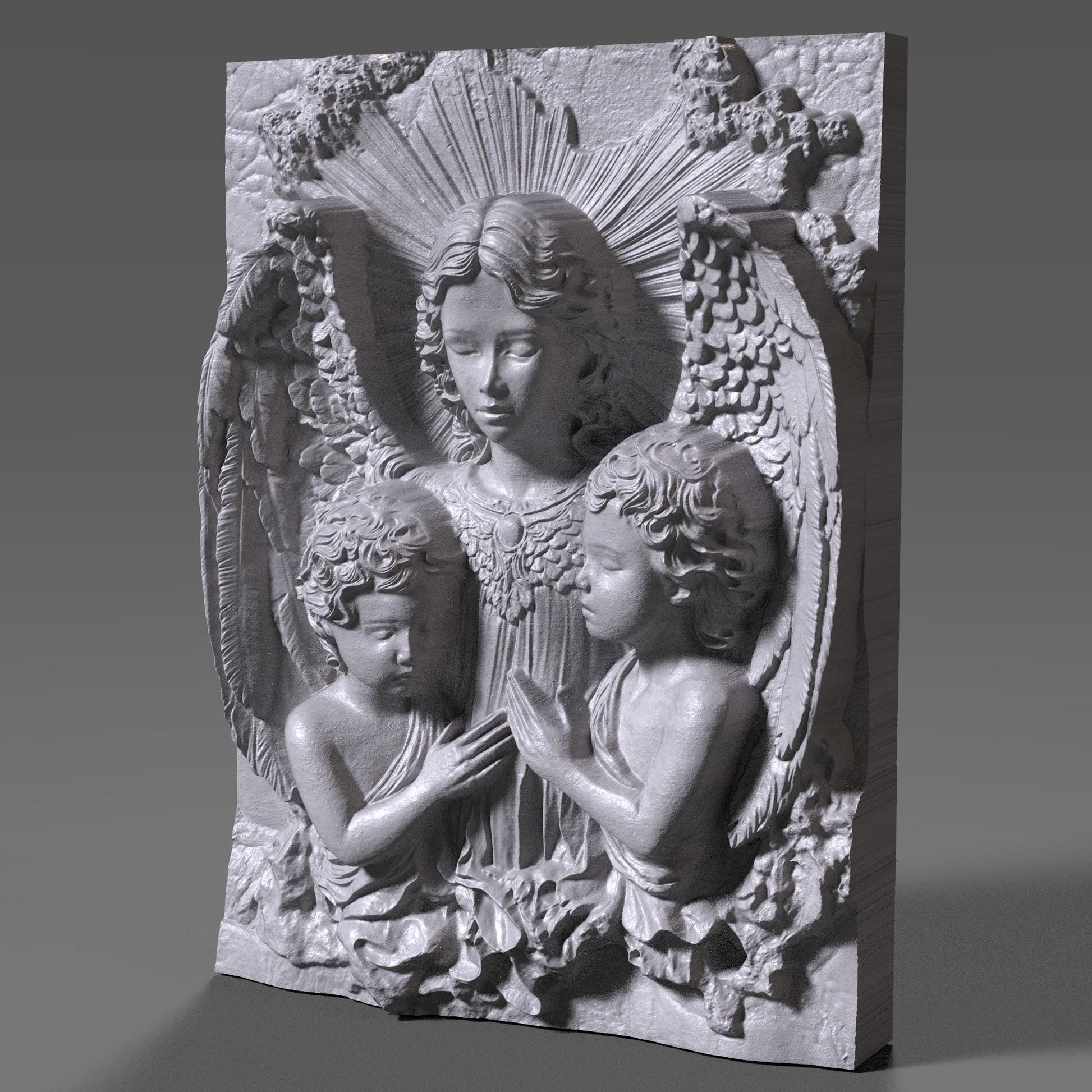 Guardian Angel Wood Carving: Christian 3d Bas Relief Wall Art CNC (Digital Download)