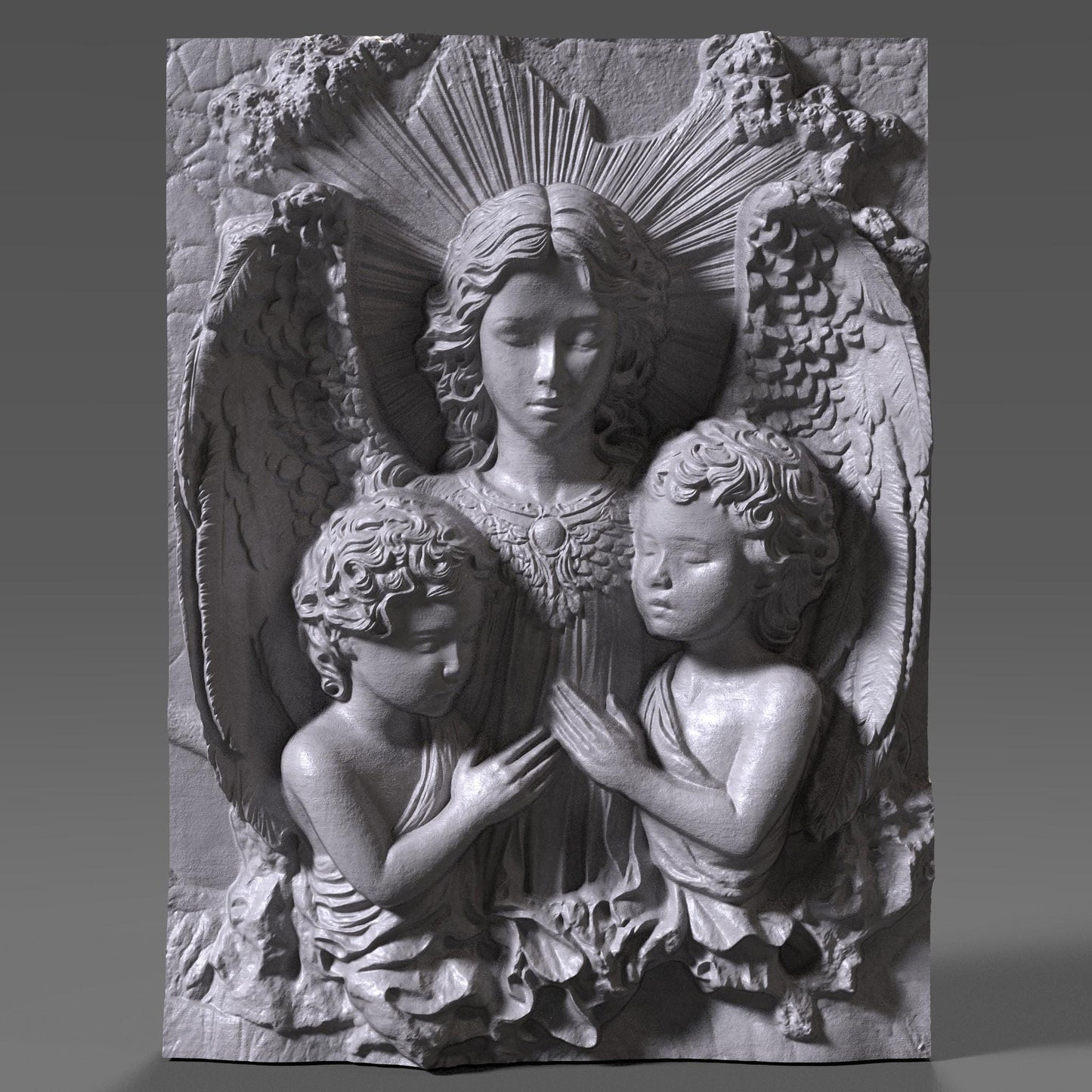 Guardian Angel Wood Carving: Christian 3d Bas Relief Wall Art CNC (Digital Download)