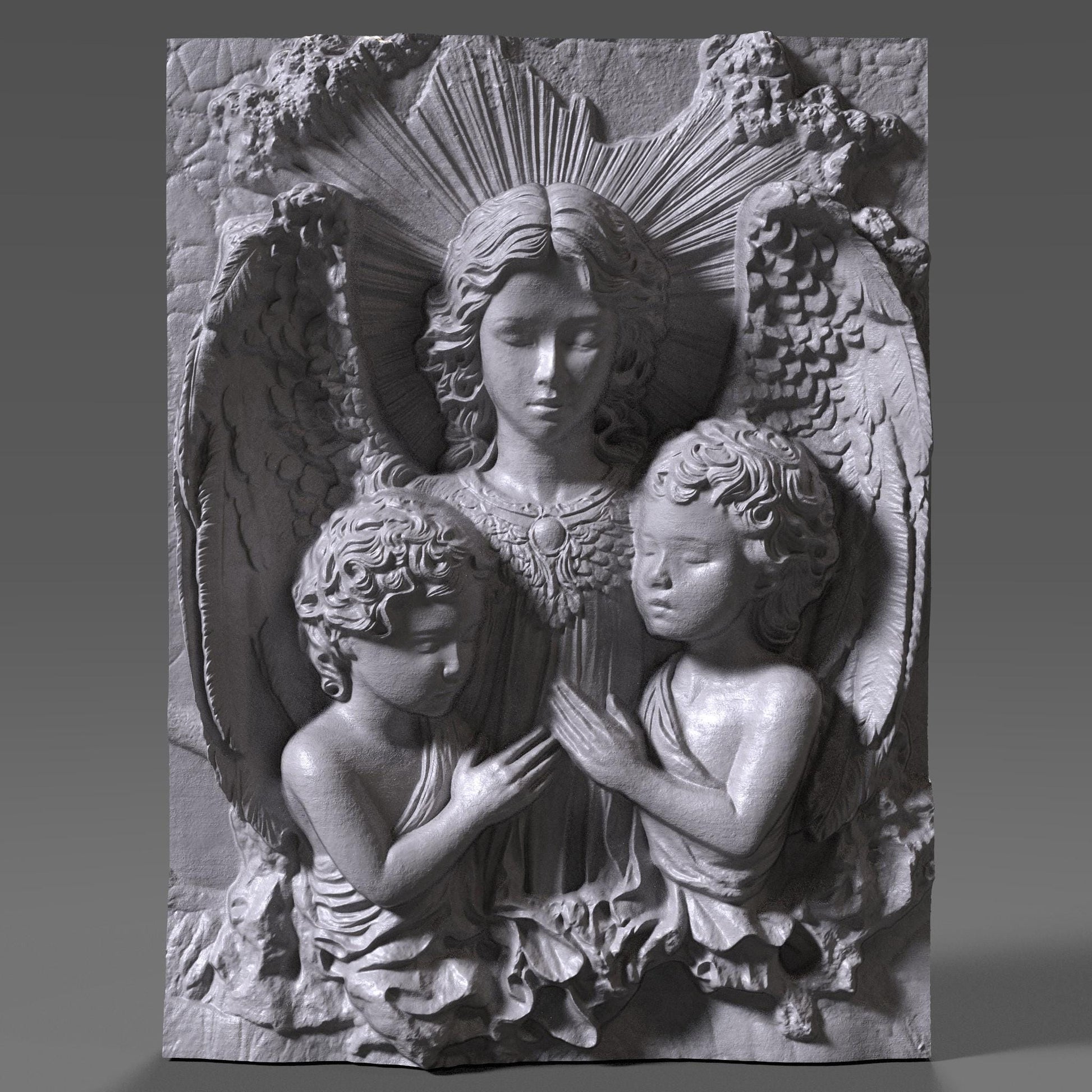 Guardian Angel Wood Carving: Christian 3d Bas Relief Wall Art CNC (Digital Download)