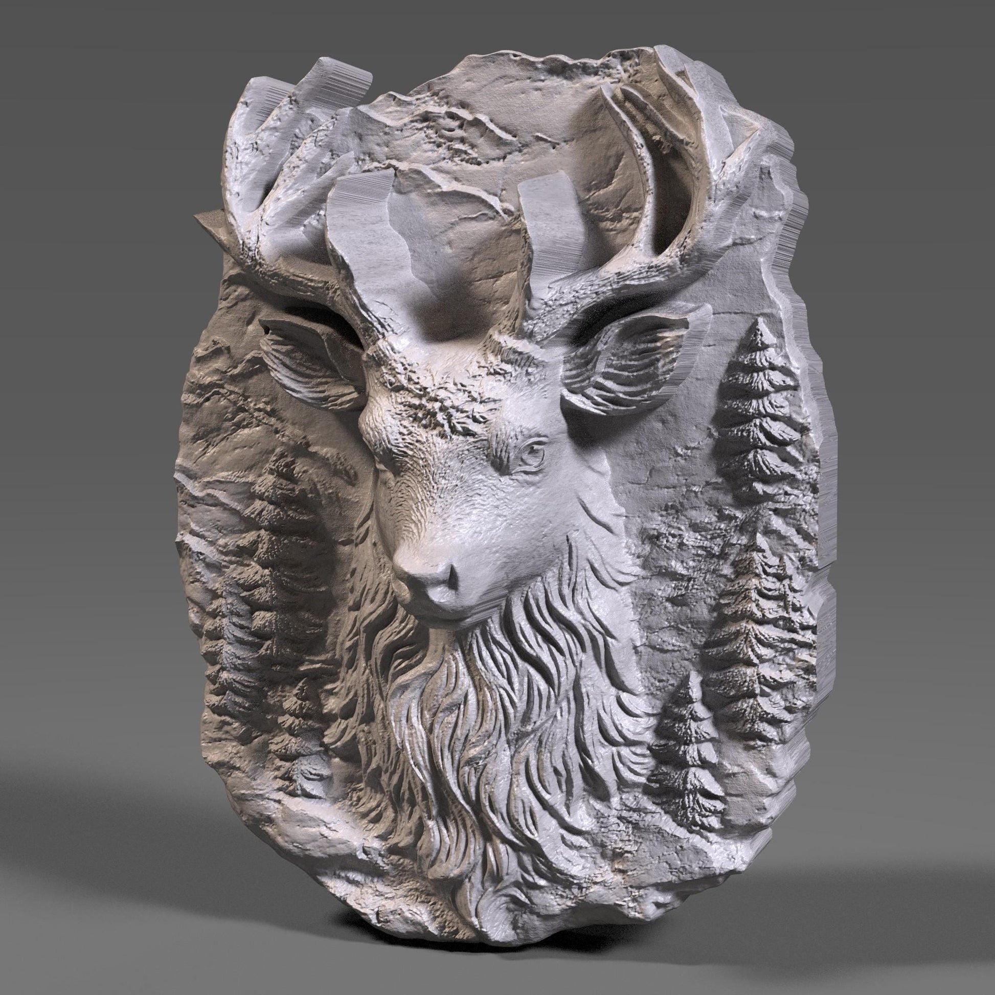 Christmas Reindeer 3D Wood Carving | Festive Bas Relief Wall Art | Christian |Catholic Holiday Decor | Digital Download