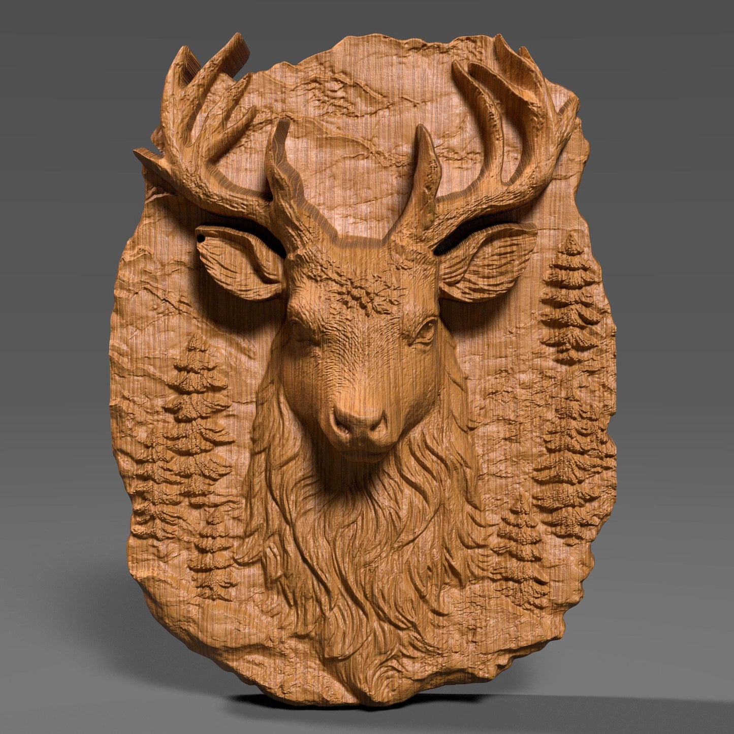 Beautiful 3D wooden bas-relief carving of a majestic Christmas reindeer surrounded by textured forest details. This festive wall art brings warmth and spirit to holiday décor, symbolizing joy, peace, and celebration. Perfect for Christian and Catholic homes during Christmas, Advent, and winter festivals. The detailed wood texture and lifelike carving make it an elegant seasonal centerpiece for living rooms, entryways, cabins, and holiday displays.