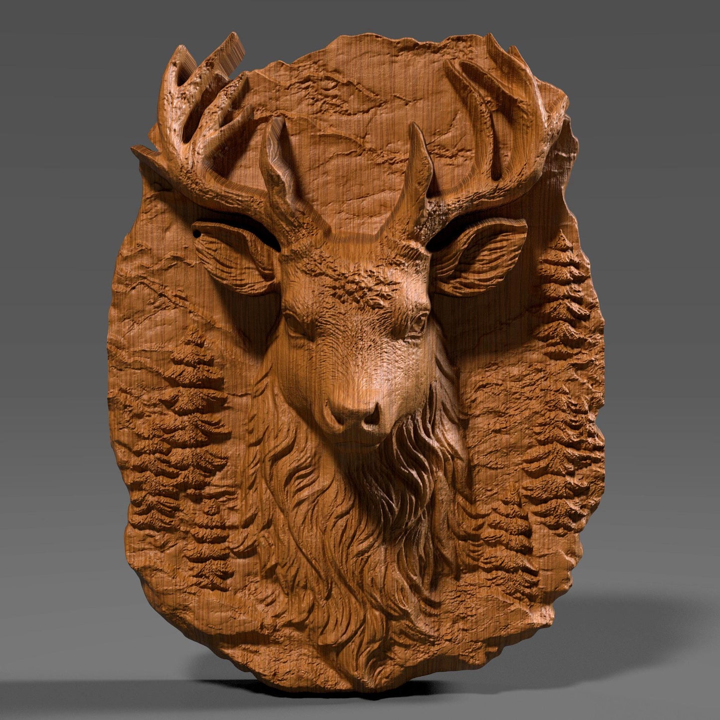 Beautiful 3D wooden bas-relief carving of a majestic Christmas reindeer surrounded by textured forest details. This festive wall art brings warmth and spirit to holiday décor, symbolizing joy, peace, and celebration. Perfect for Christian and Catholic homes during Christmas, Advent, and winter festivals. The detailed wood texture and lifelike carving make it an elegant seasonal centerpiece for living rooms, entryways, cabins, and holiday displays.
