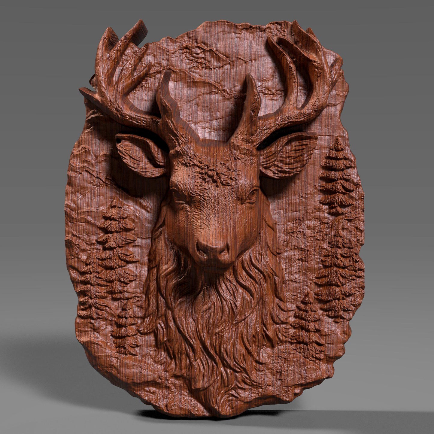 Christmas Reindeer 3D Wood Carving | Festive Bas Relief Wall Art | Christian |Catholic Holiday Decor | Digital Download