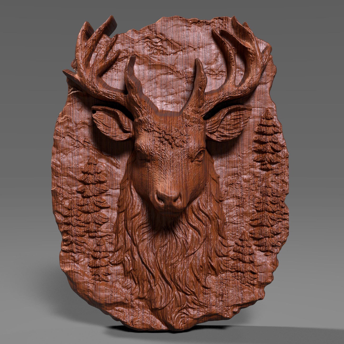 Beautiful 3D wooden bas-relief carving of a majestic Christmas reindeer surrounded by textured forest details. This festive wall art brings warmth and spirit to holiday décor, symbolizing joy, peace, and celebration. Perfect for Christian and Catholic homes during Christmas, Advent, and winter festivals. The detailed wood texture and lifelike carving make it an elegant seasonal centerpiece for living rooms, entryways, cabins, and holiday displays.