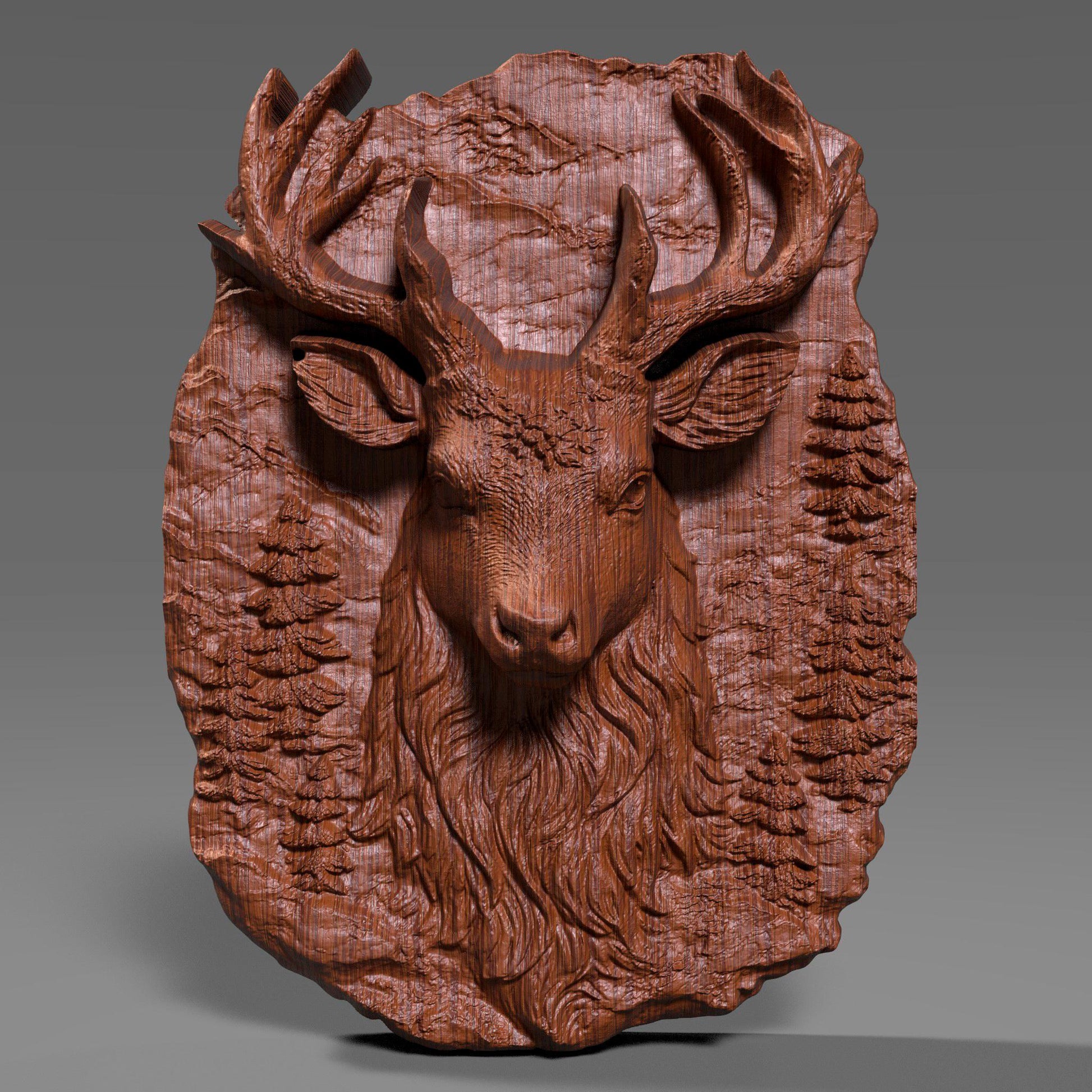 Beautiful 3D wooden bas-relief carving of a majestic Christmas reindeer surrounded by textured forest details. This festive wall art brings warmth and spirit to holiday décor, symbolizing joy, peace, and celebration. Perfect for Christian and Catholic homes during Christmas, Advent, and winter festivals. The detailed wood texture and lifelike carving make it an elegant seasonal centerpiece for living rooms, entryways, cabins, and holiday displays.