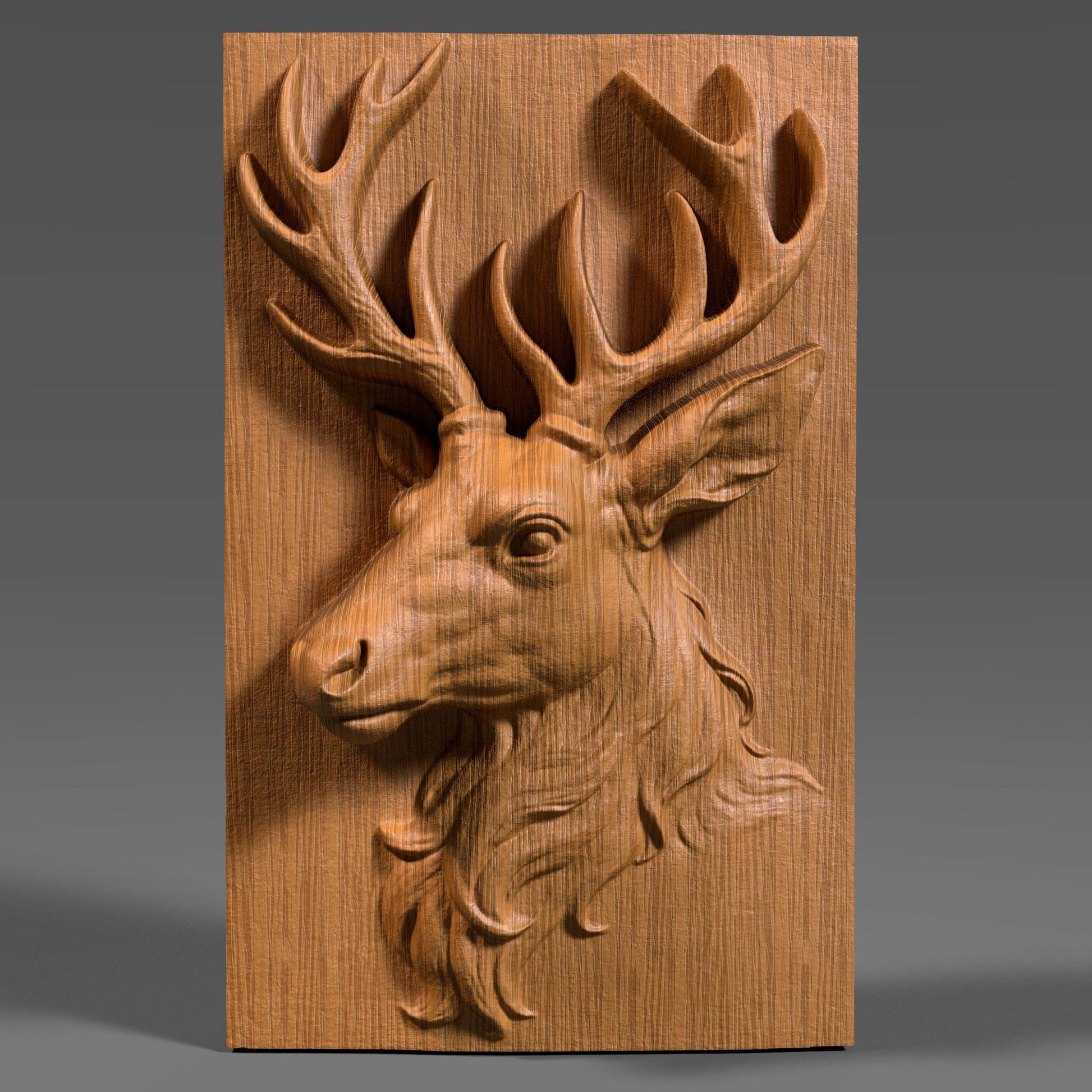 Beautiful 3D wooden bas-relief carving of a majestic reindeer with large antlers, symbolizing peace, strength, and the spirit of Christmas. Perfect for winter décor, holiday celebrations, and Christian homes, this elegant stag artwork brings warmth and seasonal charm to cabins, living rooms, or festive displays. The detailed wood texture and lifelike sculpting make it a stunning centerpiece for rustic or traditional Christmas wall art.