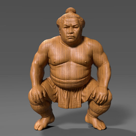 Powerful 3D wooden bas-relief sculpture of a sumo wrestler in a traditional crouching stance, symbolizing discipline, focus, and strength. Detailed carving highlights muscle form and fabric folds, reflecting authentic Japanese artistry. Ideal for martial arts lovers, Japanese culture enthusiasts, or collectors of warrior-themed decor. Perfect as wall art, CNC carving model, or 3D print sculpture celebrating honor and the spirit of traditional sumo wrestling.
