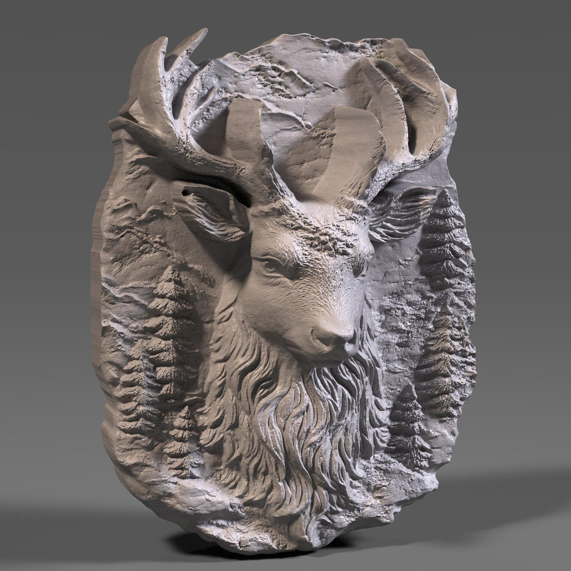 Christmas Reindeer 3D Wood Carving | Festive Bas Relief Wall Art | Christian |Catholic Holiday Decor | Digital Download