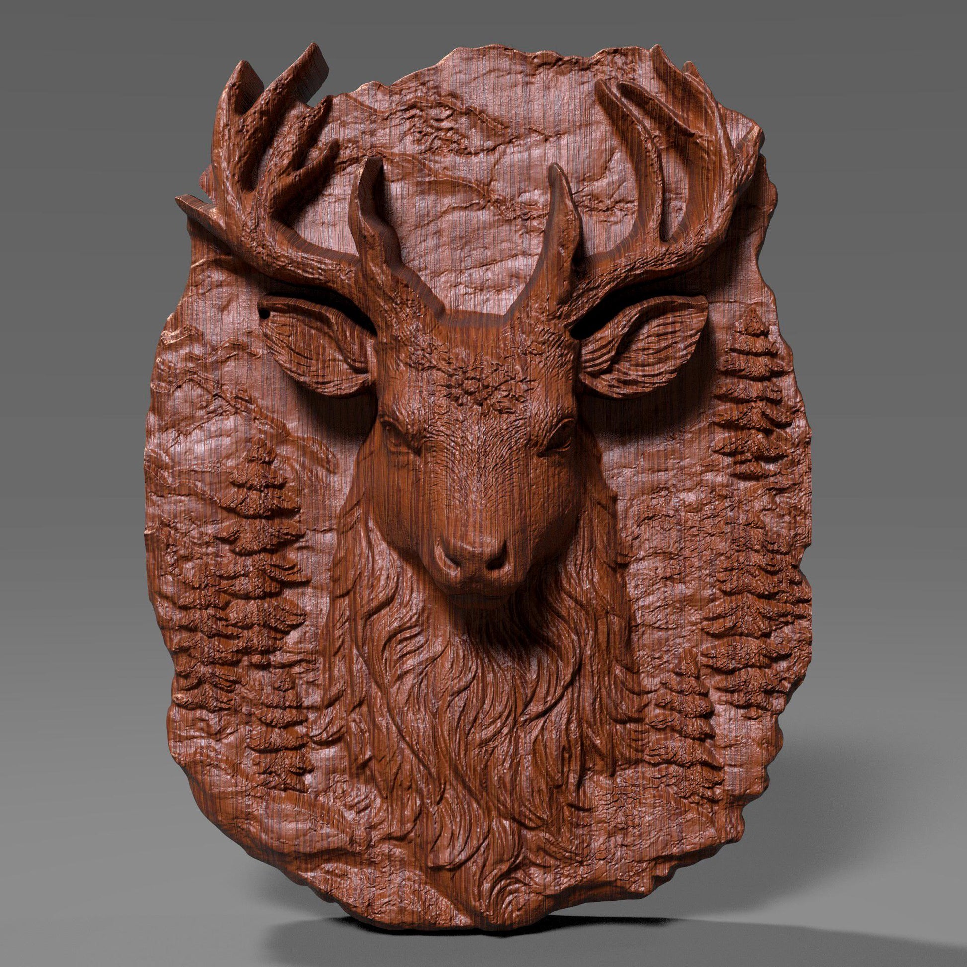 Beautiful 3D wooden bas-relief carving of a majestic Christmas reindeer surrounded by textured forest details. This festive wall art brings warmth and spirit to holiday décor, symbolizing joy, peace, and celebration. Perfect for Christian and Catholic homes during Christmas, Advent, and winter festivals. The detailed wood texture and lifelike carving make it an elegant seasonal centerpiece for living rooms, entryways, cabins, and holiday displays.