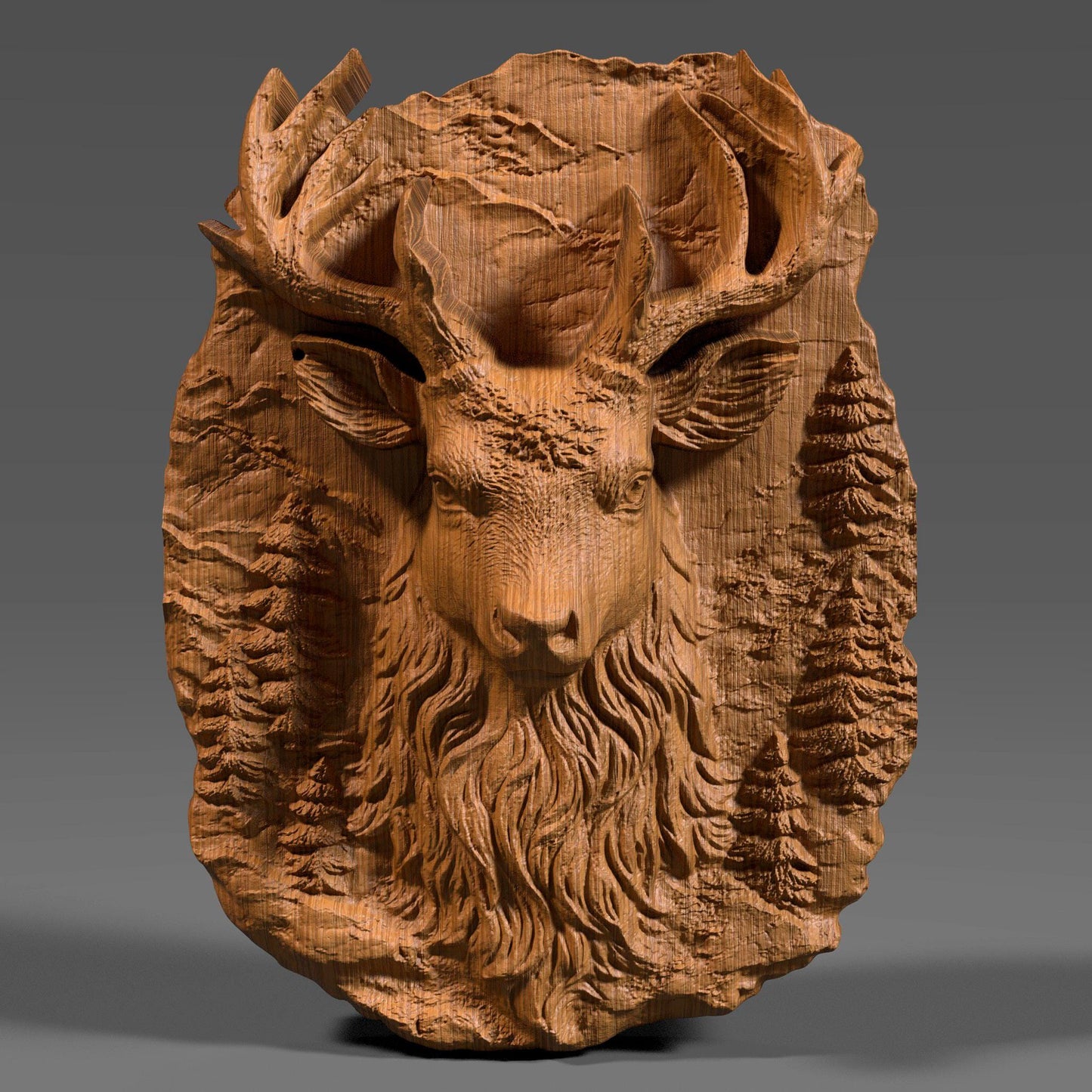 Beautiful 3D wooden bas-relief carving of a majestic Christmas reindeer surrounded by textured forest details. This festive wall art brings warmth and spirit to holiday décor, symbolizing joy, peace, and celebration. Perfect for Christian and Catholic homes during Christmas, Advent, and winter festivals. The detailed wood texture and lifelike carving make it an elegant seasonal centerpiece for living rooms, entryways, cabins, and holiday displays.