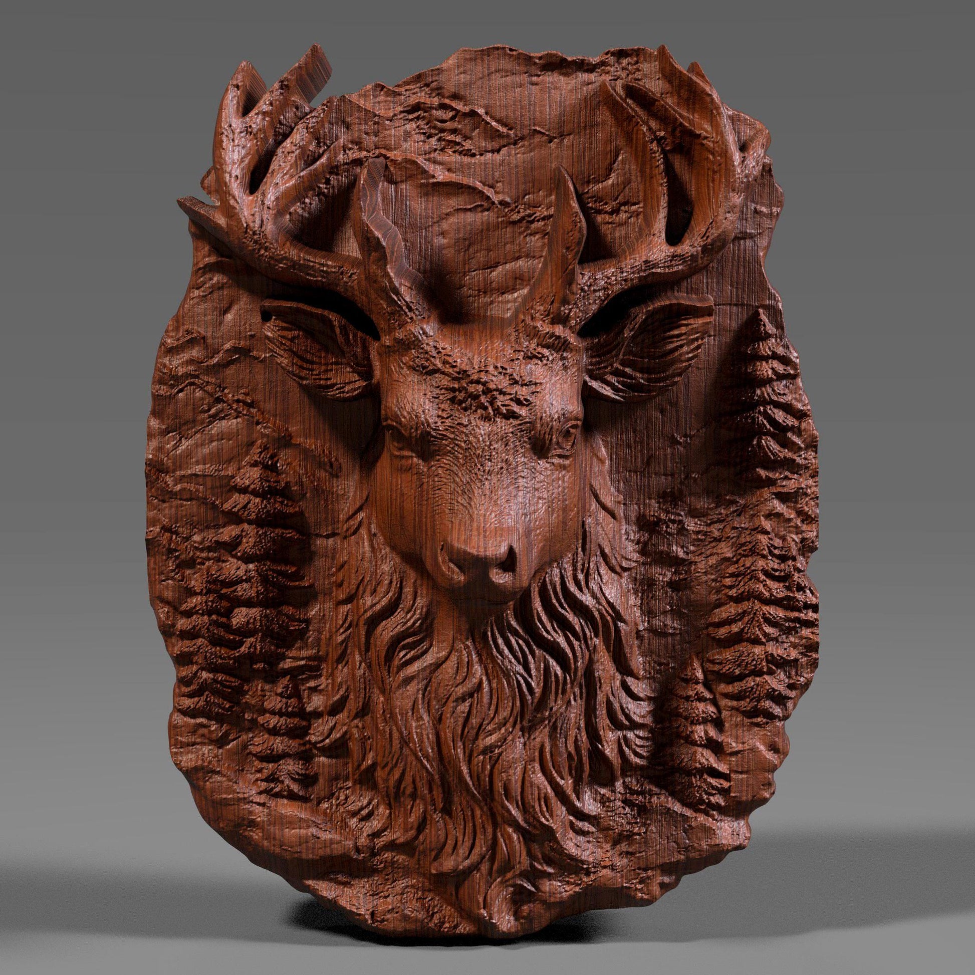 Christmas Reindeer 3D Wood Carving | Festive Bas Relief Wall Art | Christian |Catholic Holiday Decor | Digital Download