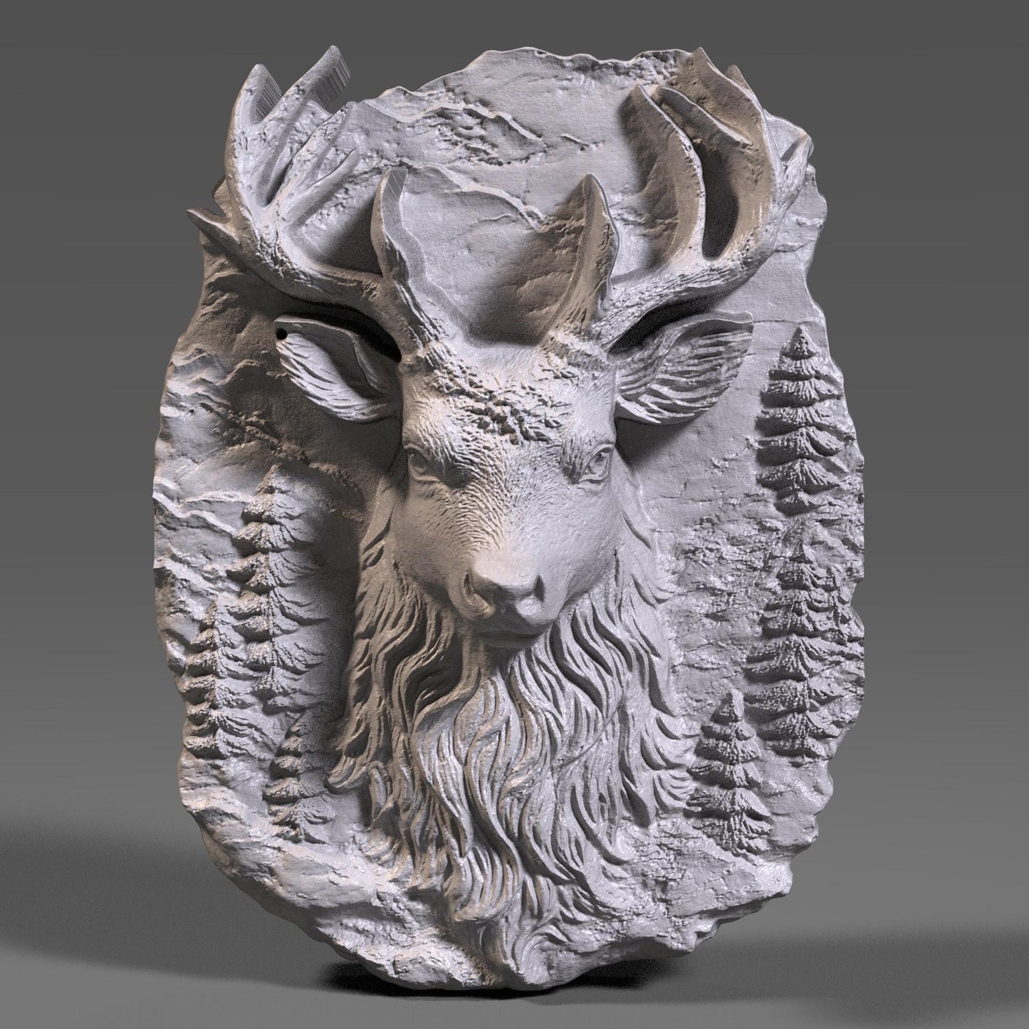 Beautiful 3D wooden bas-relief carving of a majestic Christmas reindeer surrounded by textured forest details. This festive wall art brings warmth and spirit to holiday décor, symbolizing joy, peace, and celebration. Perfect for Christian and Catholic homes during Christmas, Advent, and winter festivals. The detailed wood texture and lifelike carving make it an elegant seasonal centerpiece for living rooms, entryways, cabins, and holiday displays.