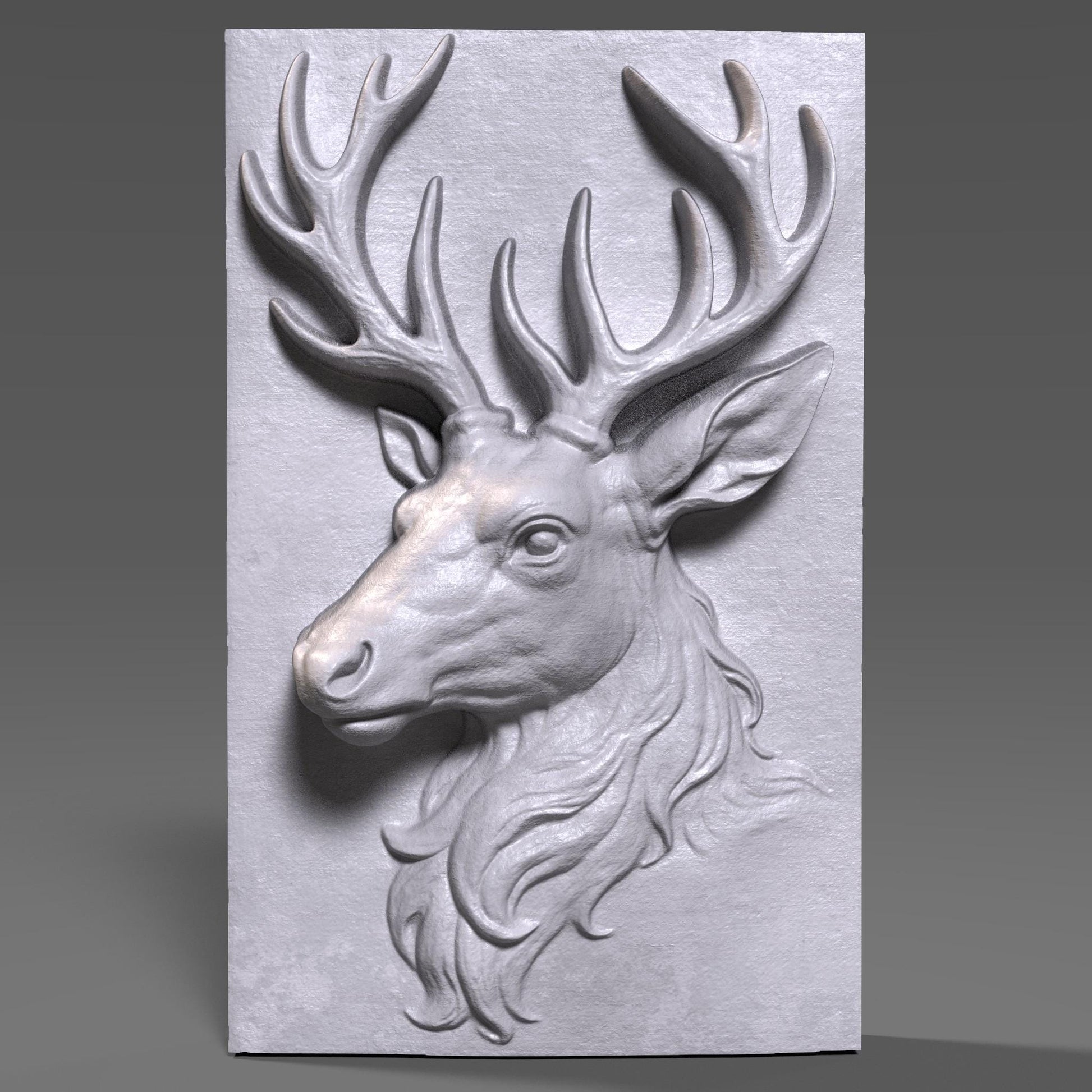 Beautiful 3D wooden bas-relief carving of a majestic reindeer with large antlers, symbolizing peace, strength, and the spirit of Christmas. Perfect for winter décor, holiday celebrations, and Christian homes, this elegant stag artwork brings warmth and seasonal charm to cabins, living rooms, or festive displays. The detailed wood texture and lifelike sculpting make it a stunning centerpiece for rustic or traditional Christmas wall art.