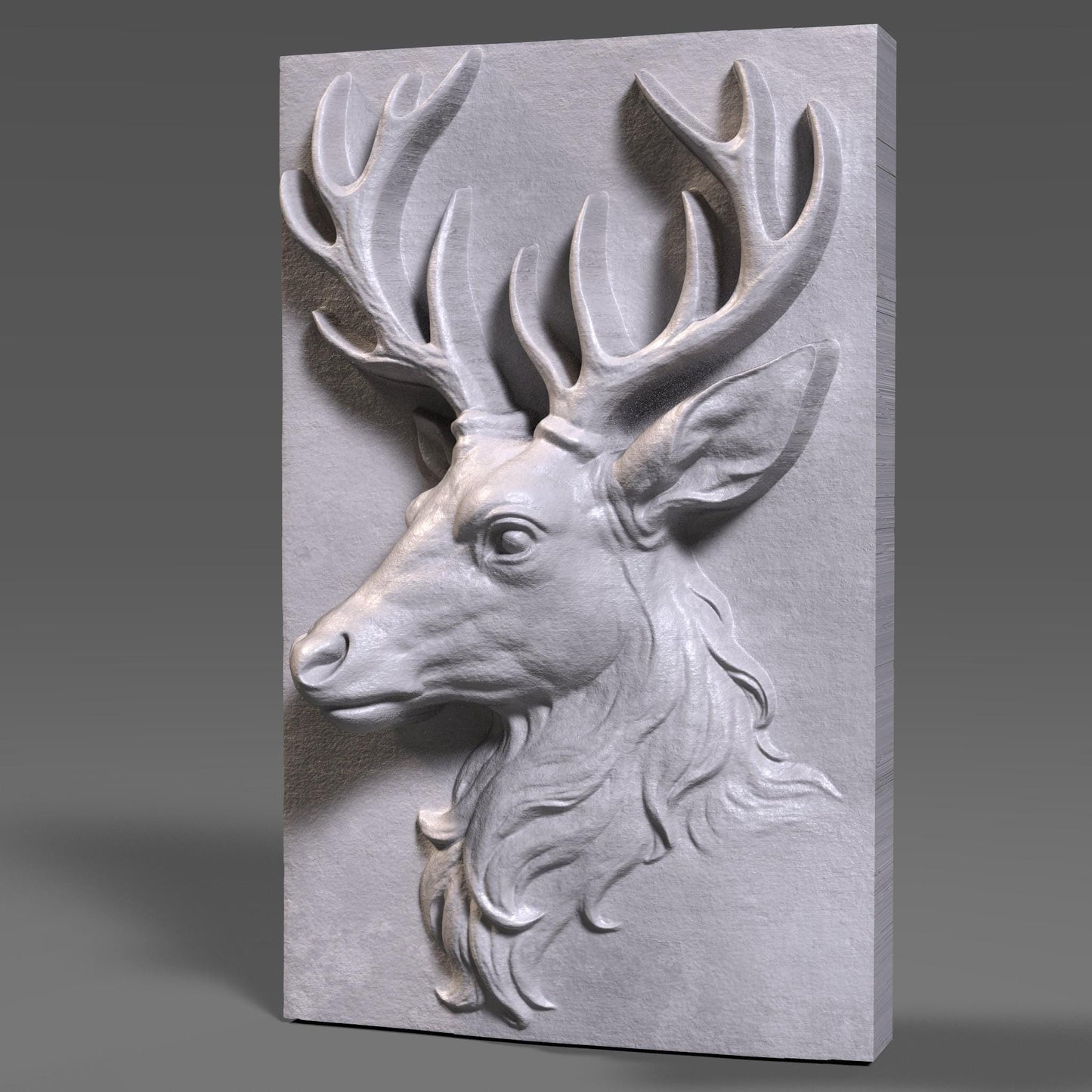 Beautiful 3D wooden bas-relief carving of a majestic reindeer with large antlers, symbolizing peace, strength, and the spirit of Christmas. Perfect for winter décor, holiday celebrations, and Christian homes, this elegant stag artwork brings warmth and seasonal charm to cabins, living rooms, or festive displays. The detailed wood texture and lifelike sculpting make it a stunning centerpiece for rustic or traditional Christmas wall art.