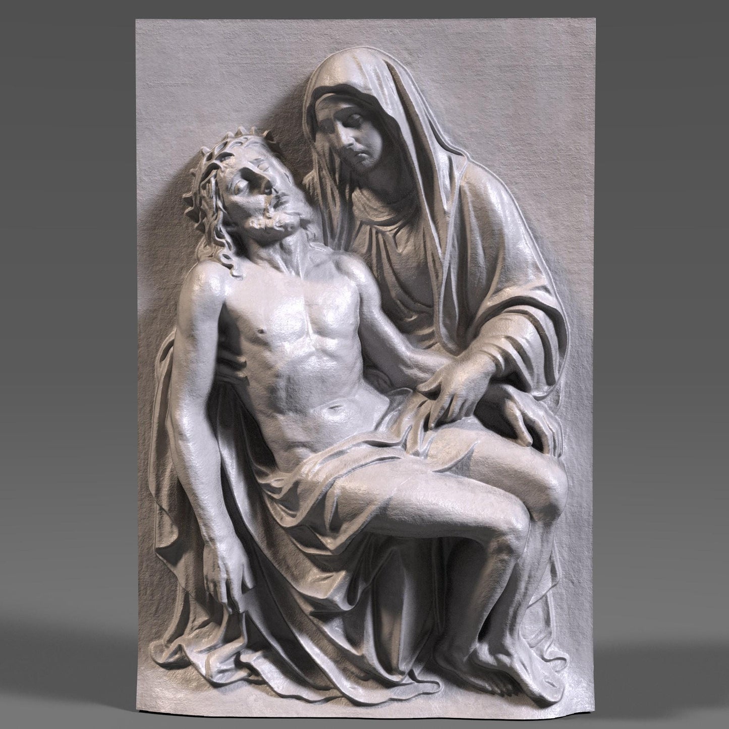 Pieta 3D Relief Model | Mary and Jesus, Christian Carving (Digital Download)