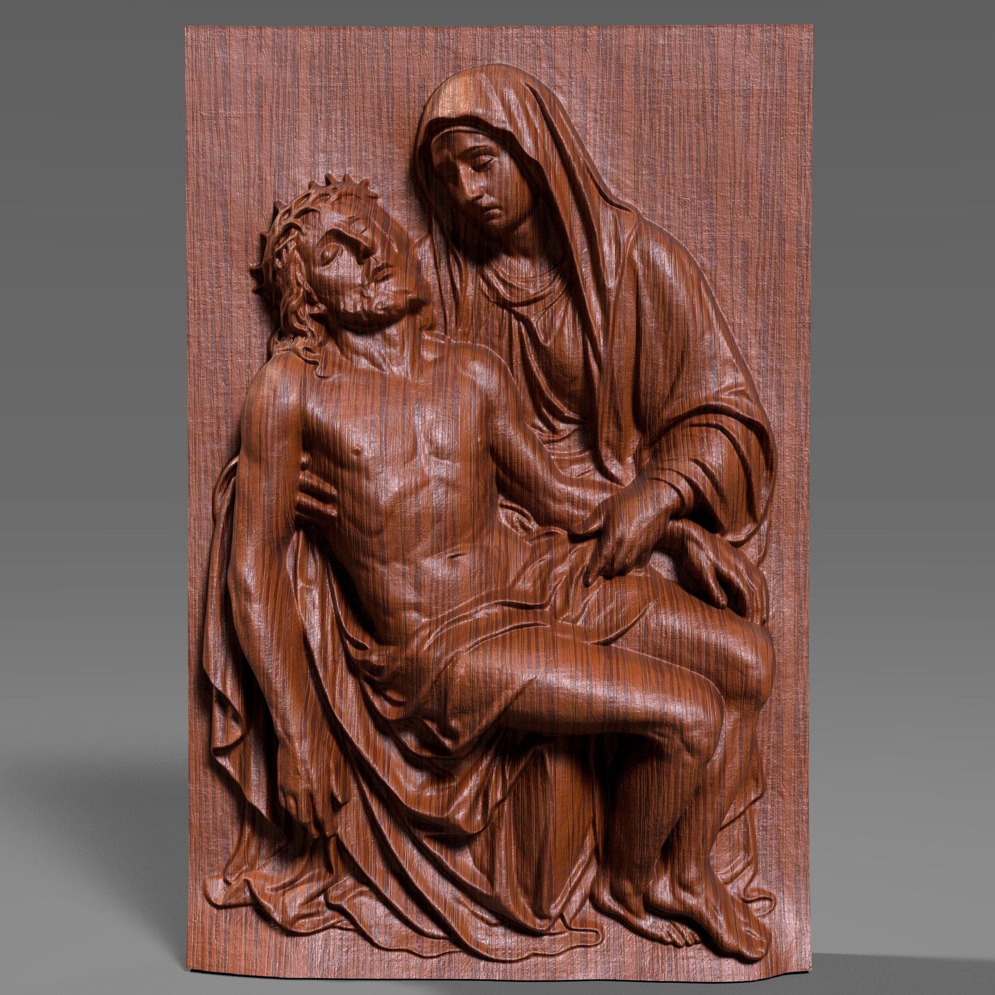 Pieta 3D Relief Model | Mary and Jesus, Christian Carving (Digital Download)