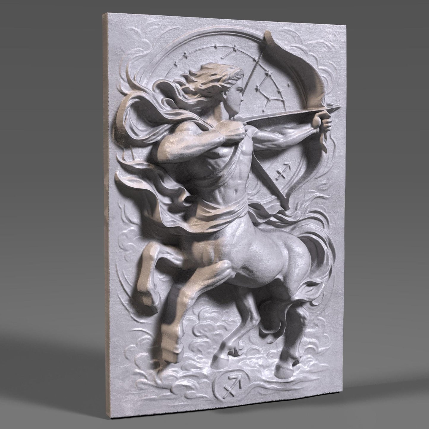 Sagittarius Zodiac Wood Carving | Centaur Archer |3D Relief Wall Art STL (Digital Download)