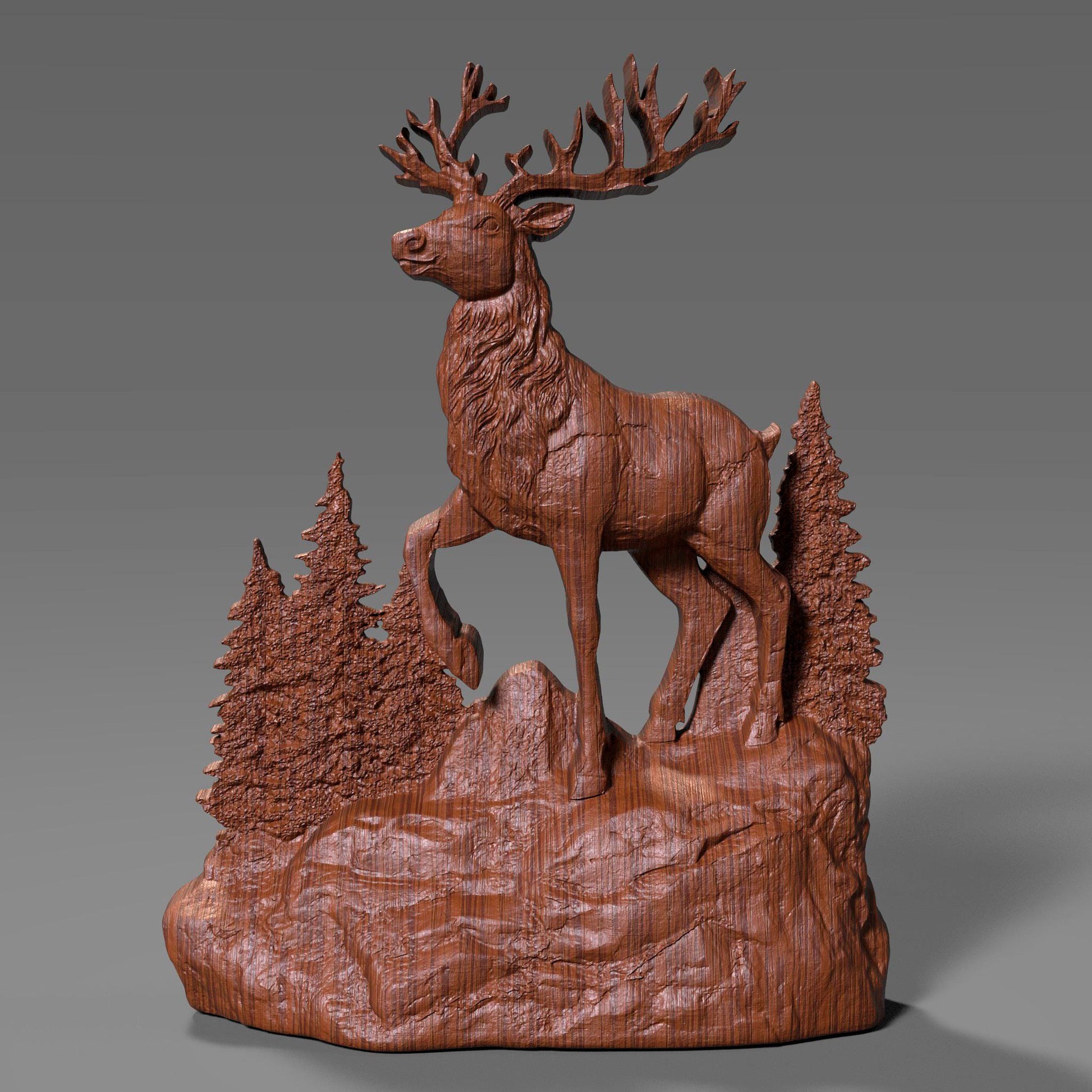Christmas Reindeer 3D Relief STL File | CNC Carving, Wall Decor (Digital Download)
