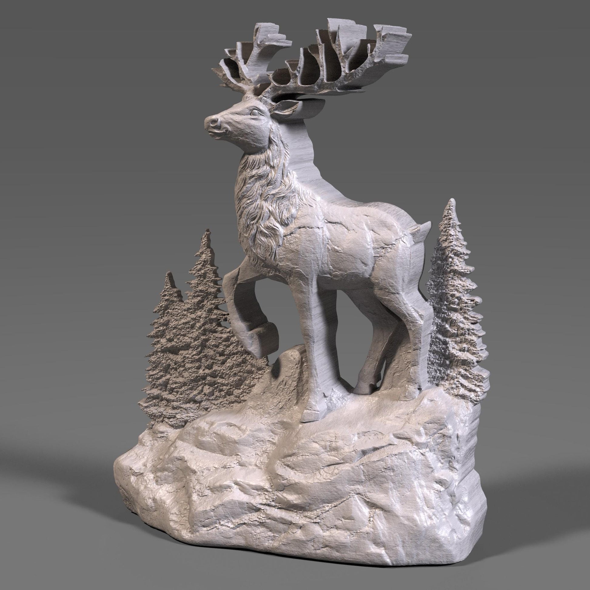 Christmas Reindeer 3D Relief STL File | CNC Carving, Wall Decor (Digital Download)
