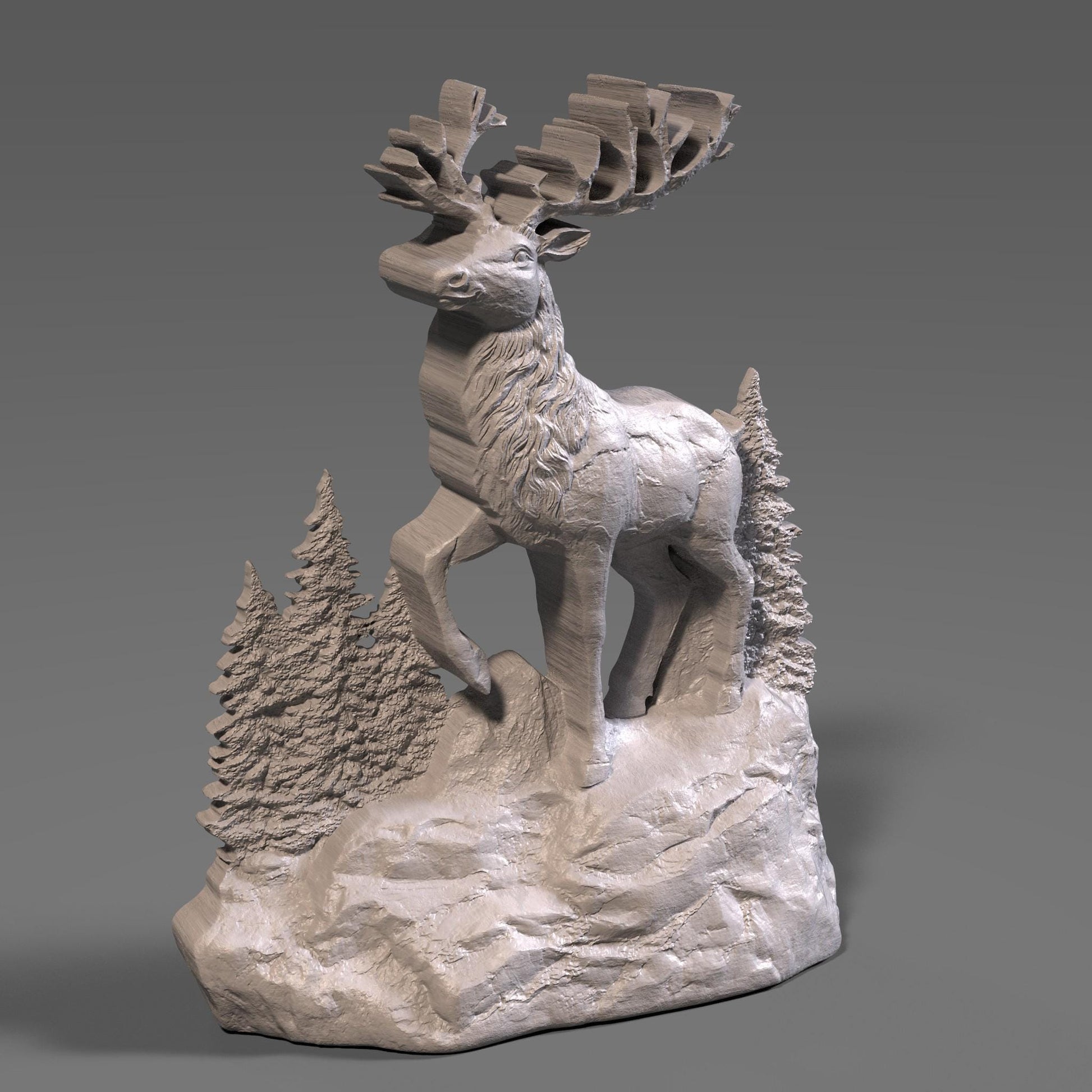 Christmas Reindeer 3D Relief STL File | CNC Carving, Wall Decor (Digital Download)