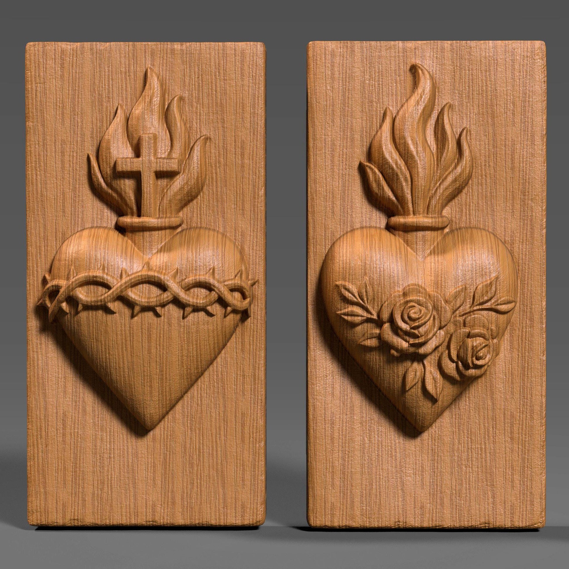 Sacred Heart 3D Relief STL | CNC Carving Template (Digital Download)