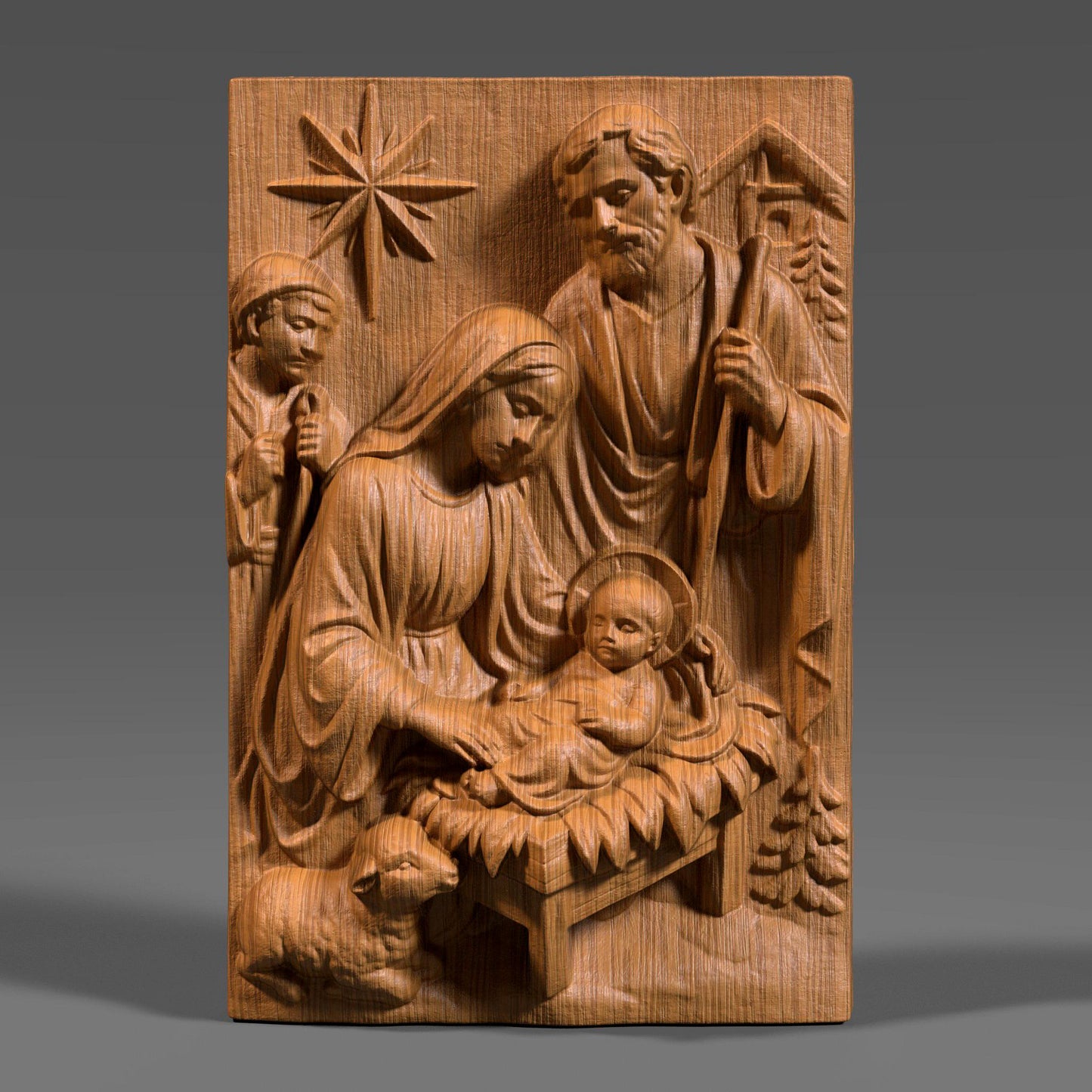 Nativity Scene Holy Family Bas Relief | CNC STL 3D Model (Digital Download)